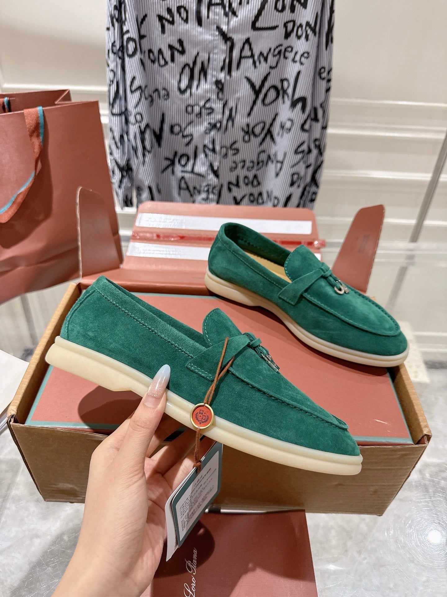 LP Summer Charms Walk Loafers Deep Green Suede 565857