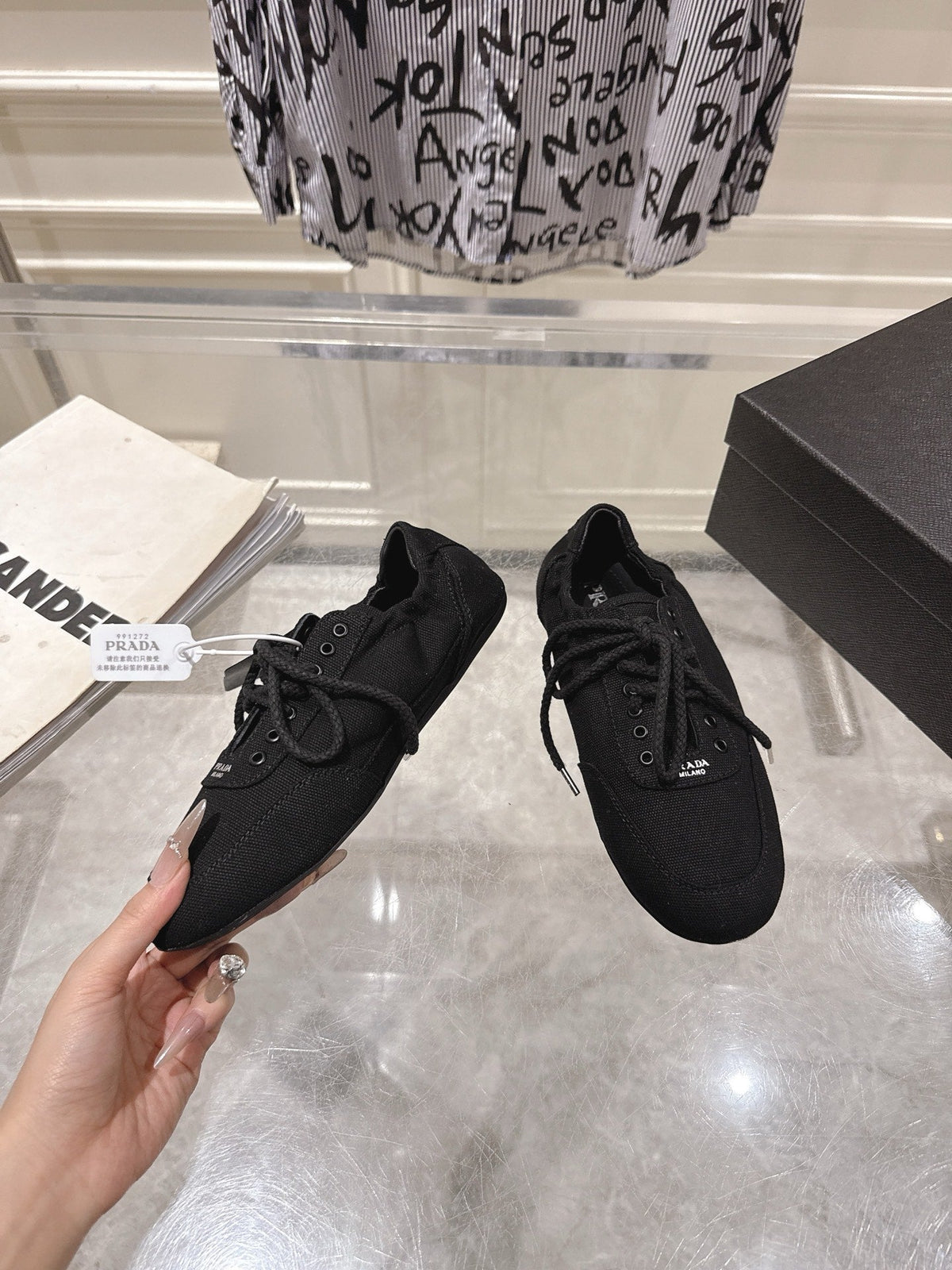Prada 26S Sneakers Black Canvas 148091