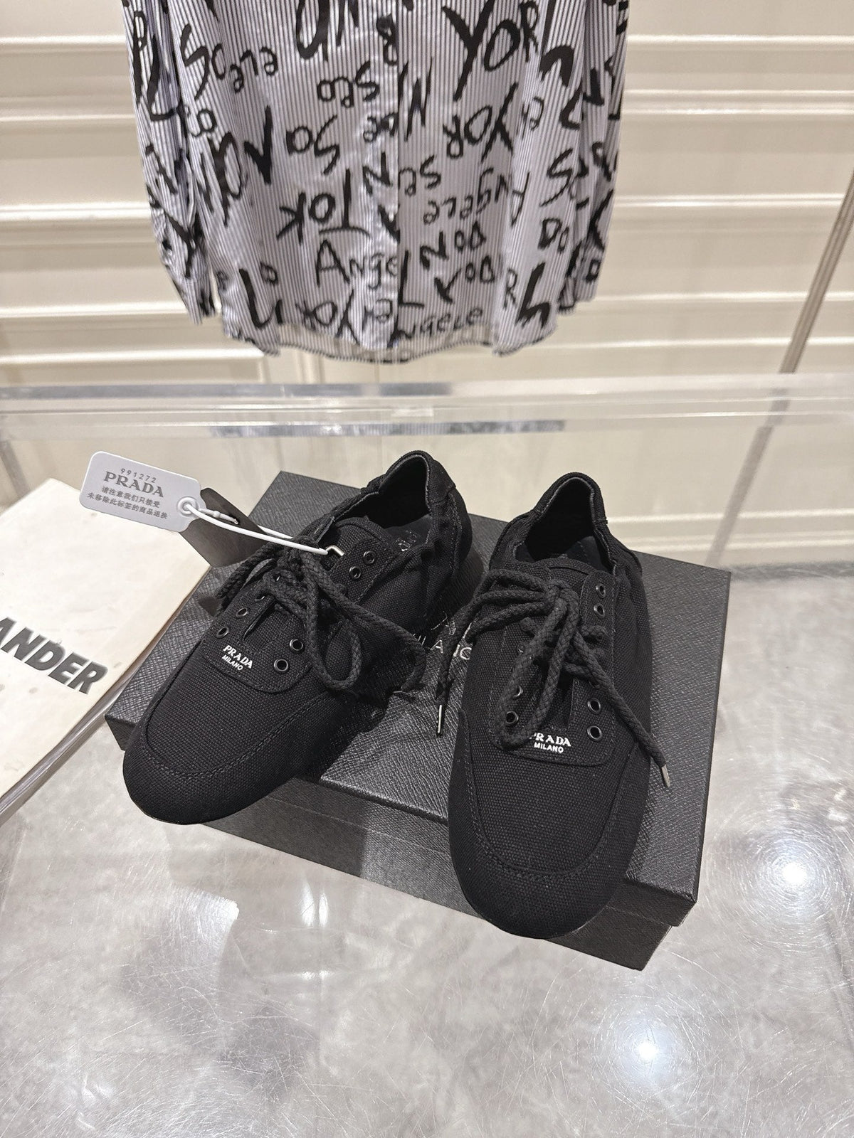 Prada 26S Sneakers Black Canvas 148091