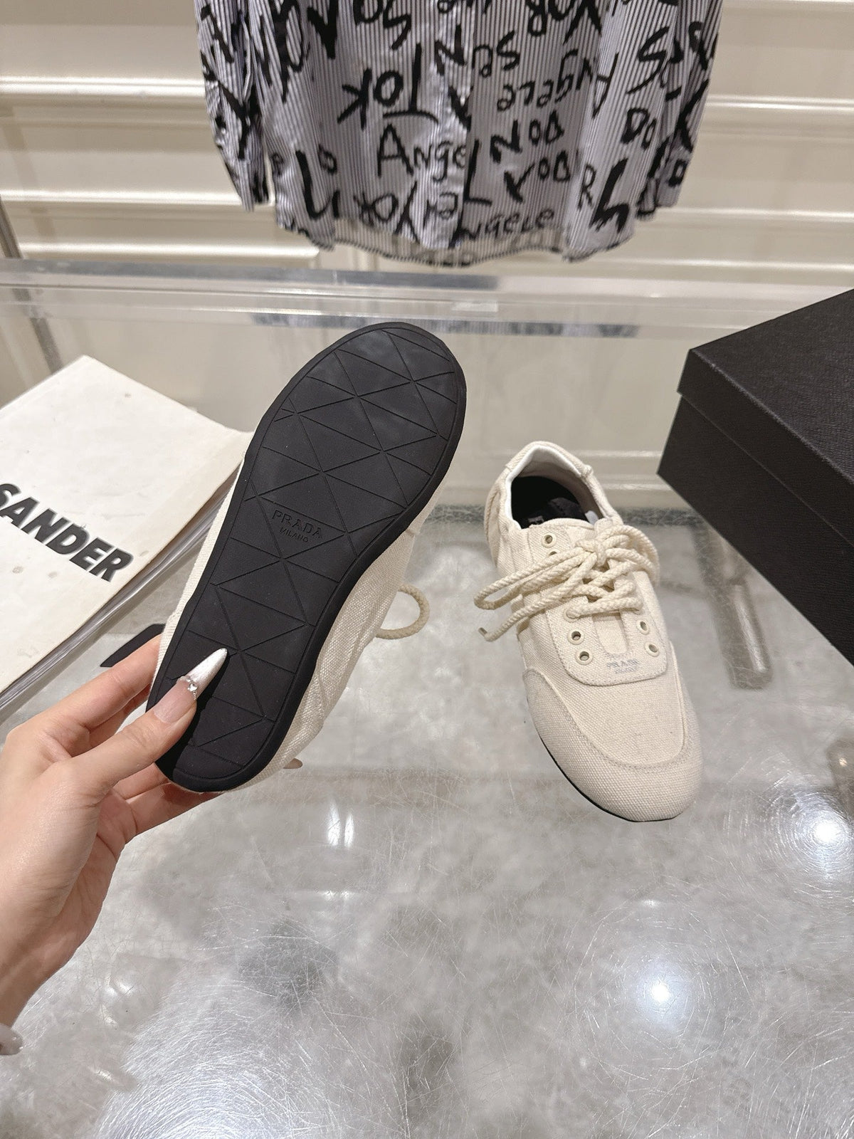 Prada 26S Sneakers White Canvas 148092