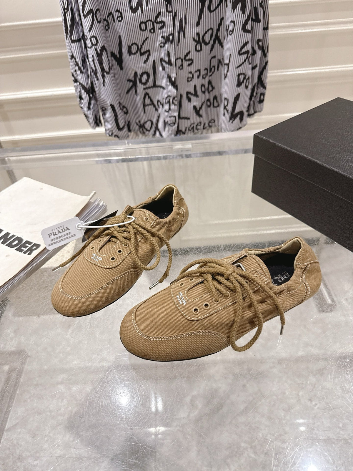 Prada 26S Sneakers Khaki Canvas 148093