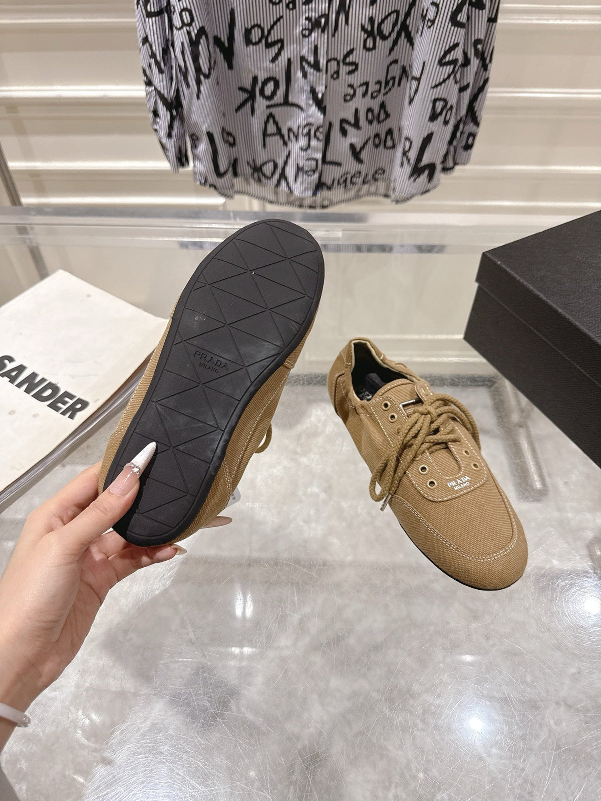 Prada 26S Sneakers Khaki Canvas 148093