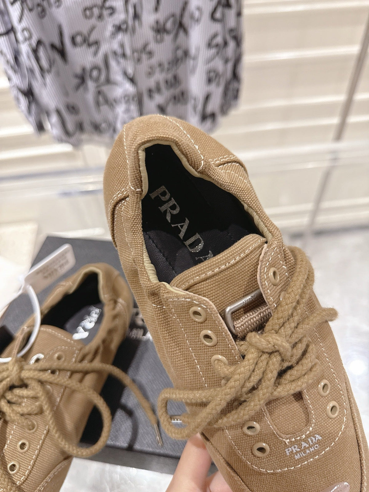 Prada 26S Sneakers Khaki Canvas 148093