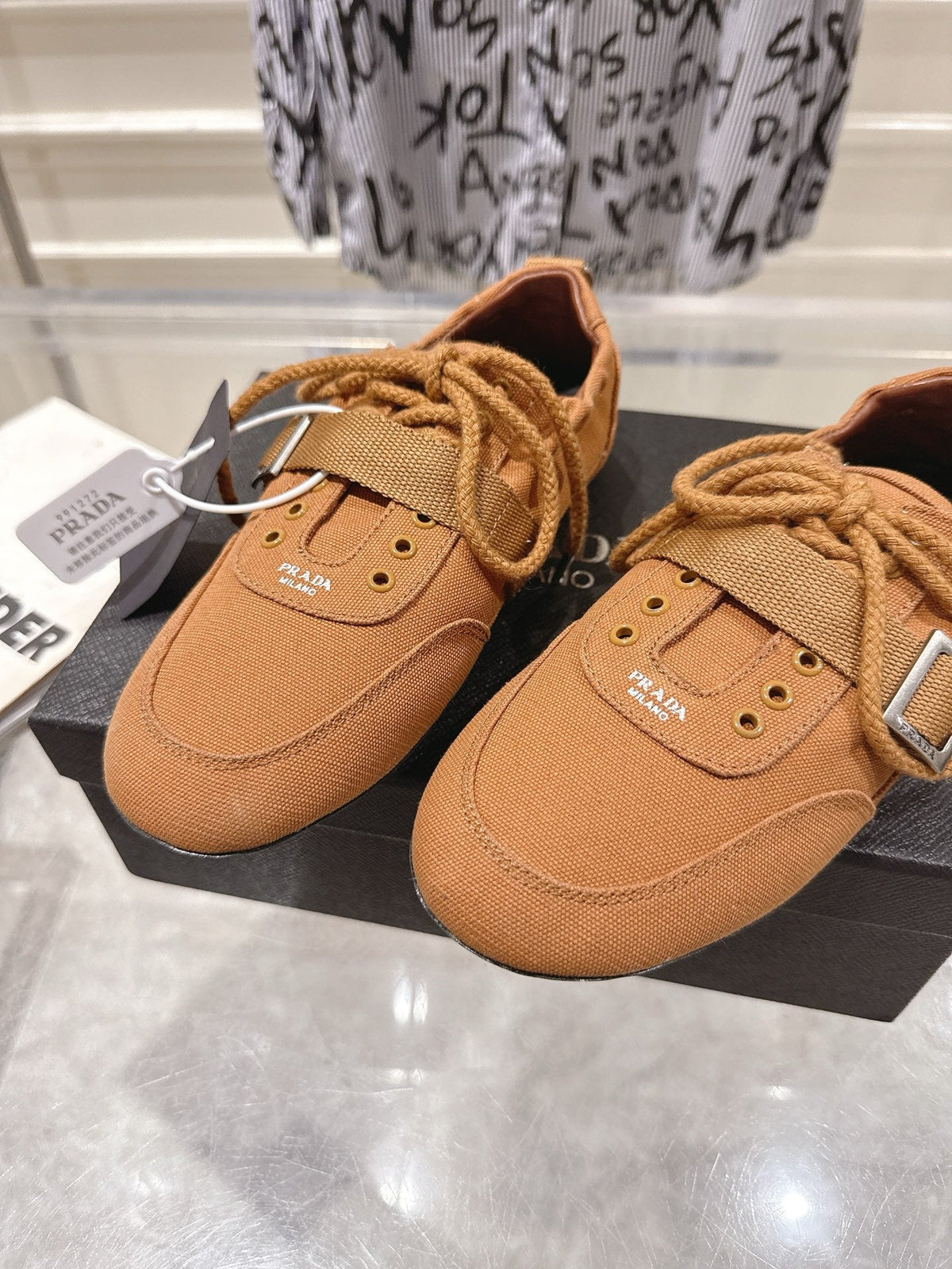 Prada 26S Low-Top Sneakers Brown Re-Nylon Canvas Strap 148095