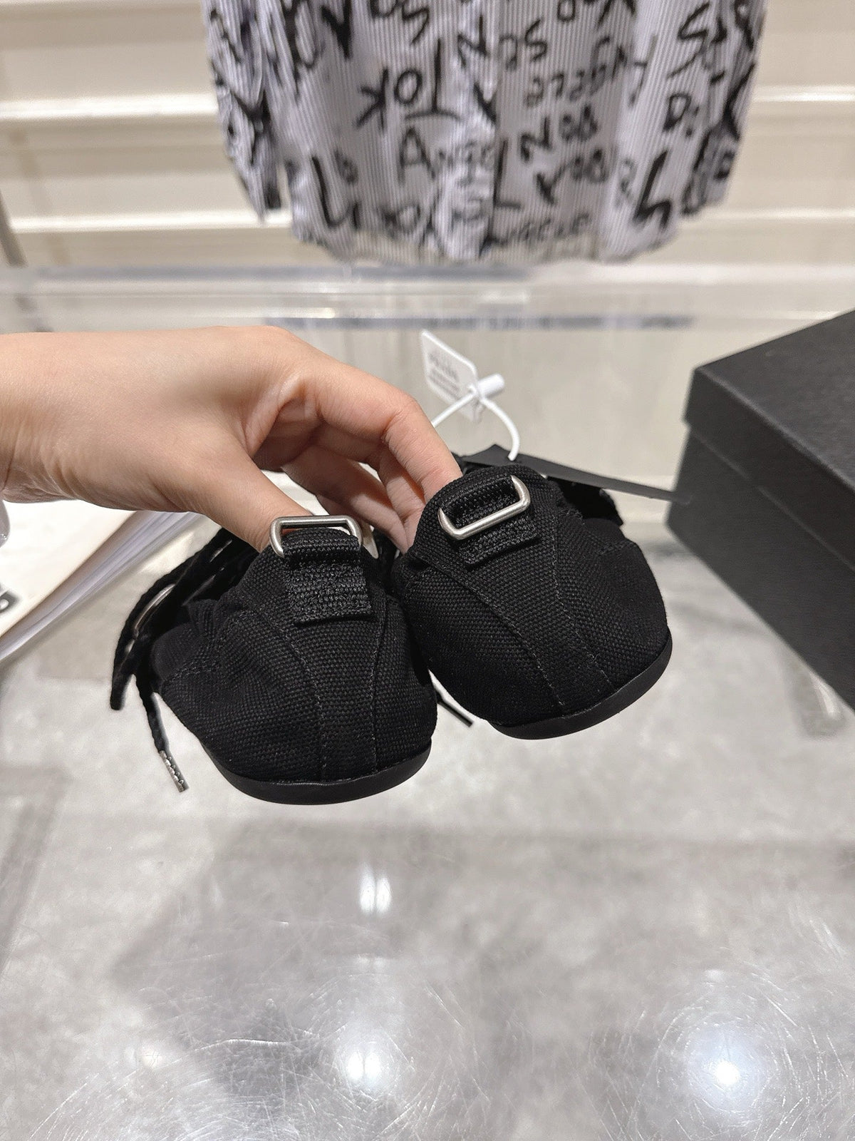 Prada 26S Low-Top Sneakers Black Re-Nylon Canvas Strap 148096