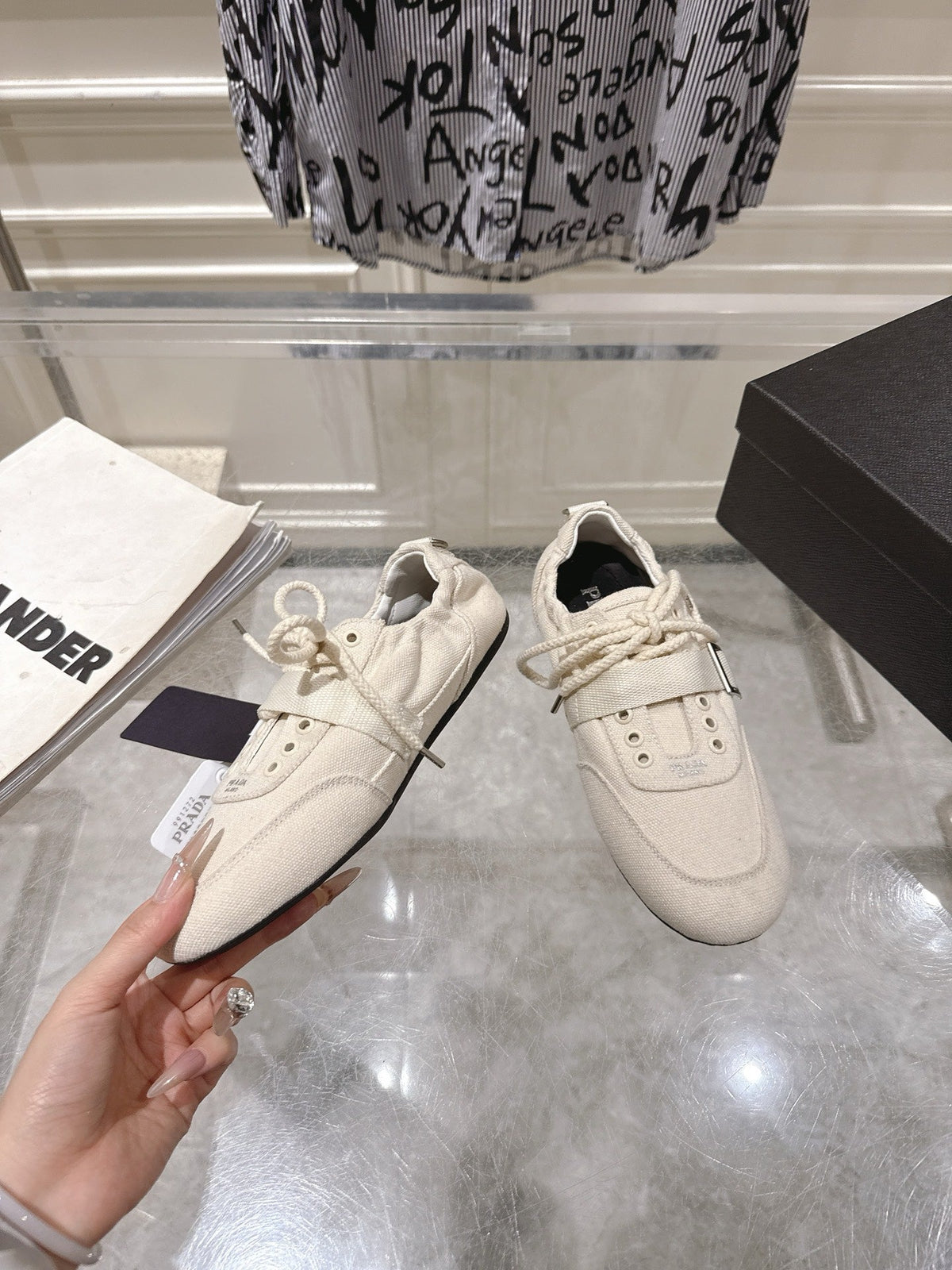 Prada 26S Low-Top Sneakers White Re-Nylon Canvas Strap 148097