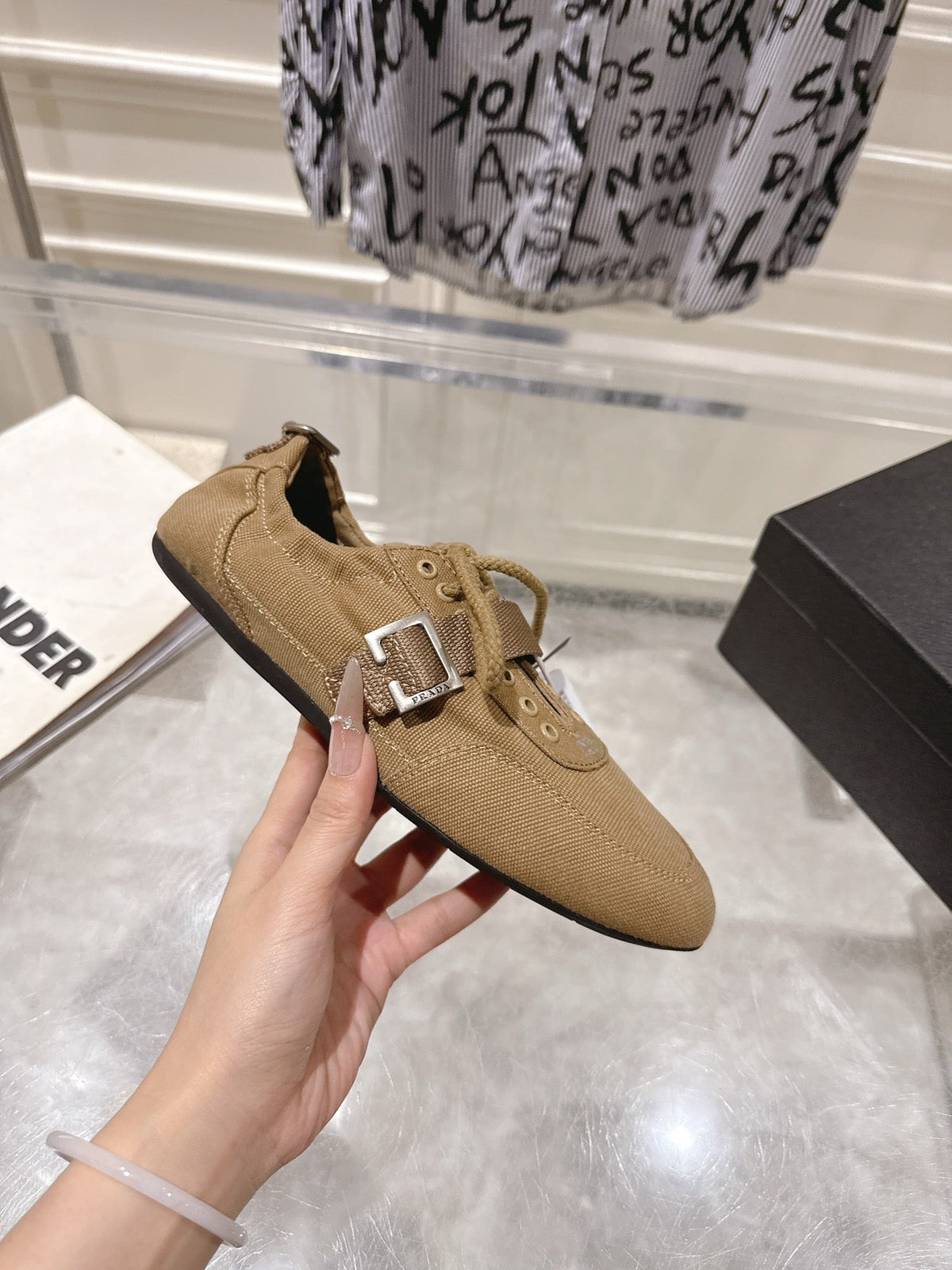 Prada 26S Low-Top Sneakers Khaki Re-Nylon Canvas Strap 148098