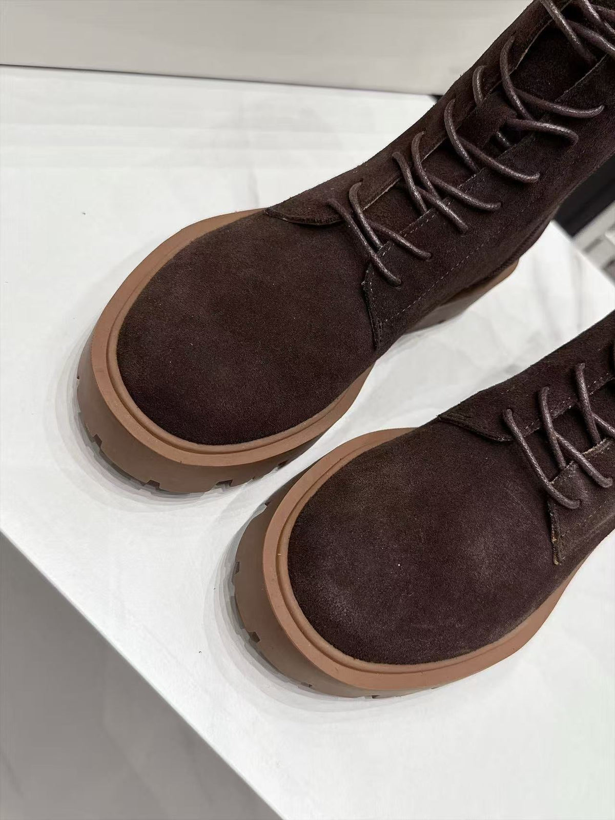CE 26s Margaret Combat Boots 3.5cm Dark Brown Suede 147661