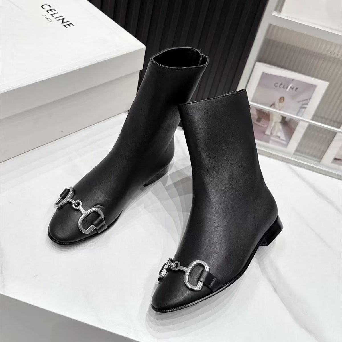 CE 26s Horsebit Ankle Boots 1.5cm Black Leather 147770