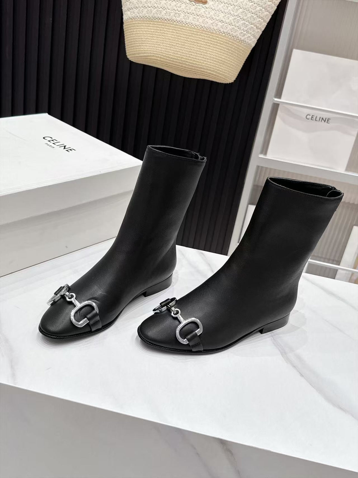 CE 26s Horsebit Ankle Boots 1.5cm Black Leather 147770