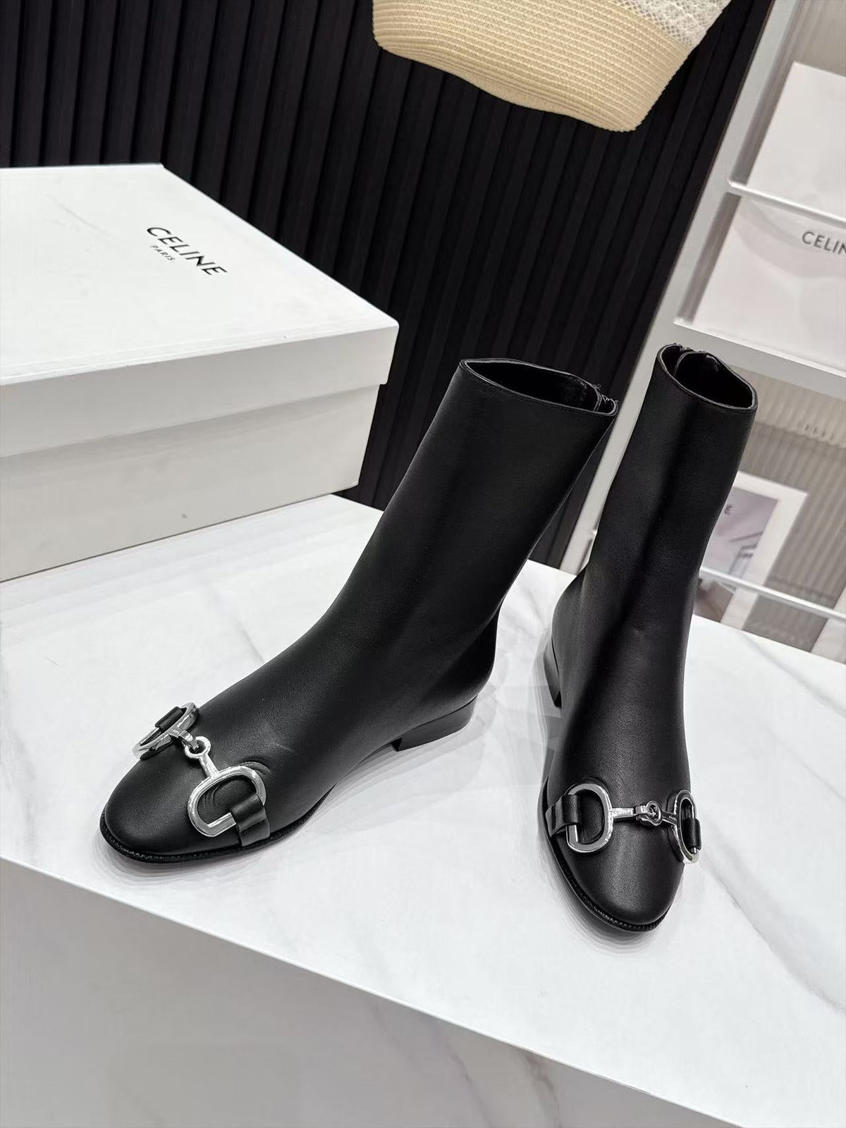 CE 26s Horsebit Ankle Boots 1.5cm Black Leather 147770