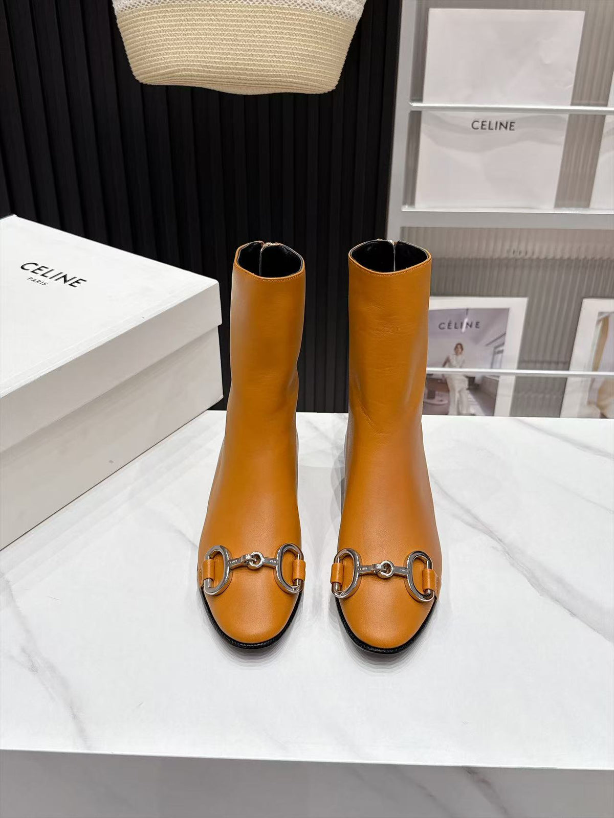 CE 26s Horsebit Ankle Boots 1.5cm Tan Leather 147771