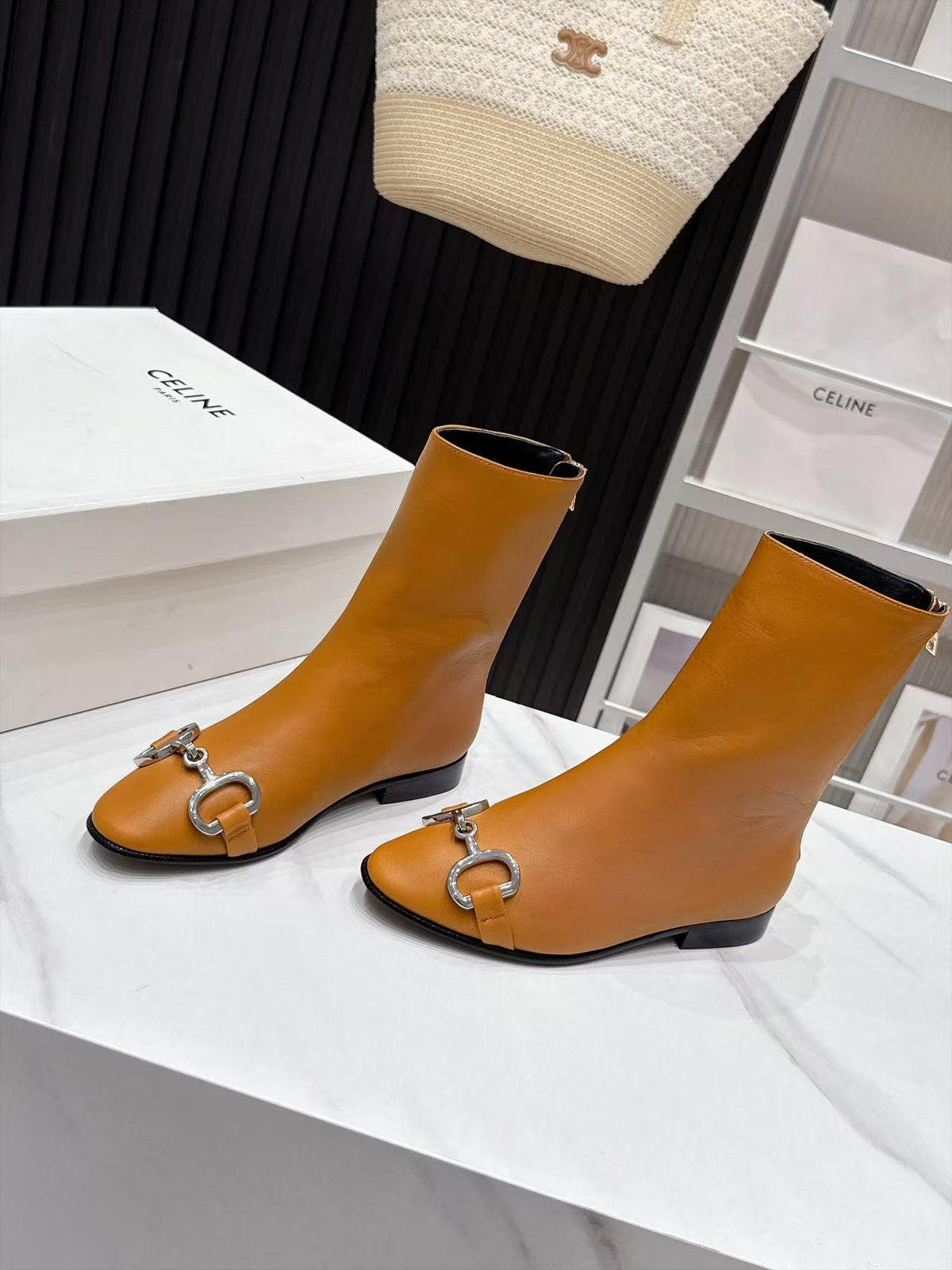 CE 26s Horsebit Ankle Boots 1.5cm Tan Leather 147771