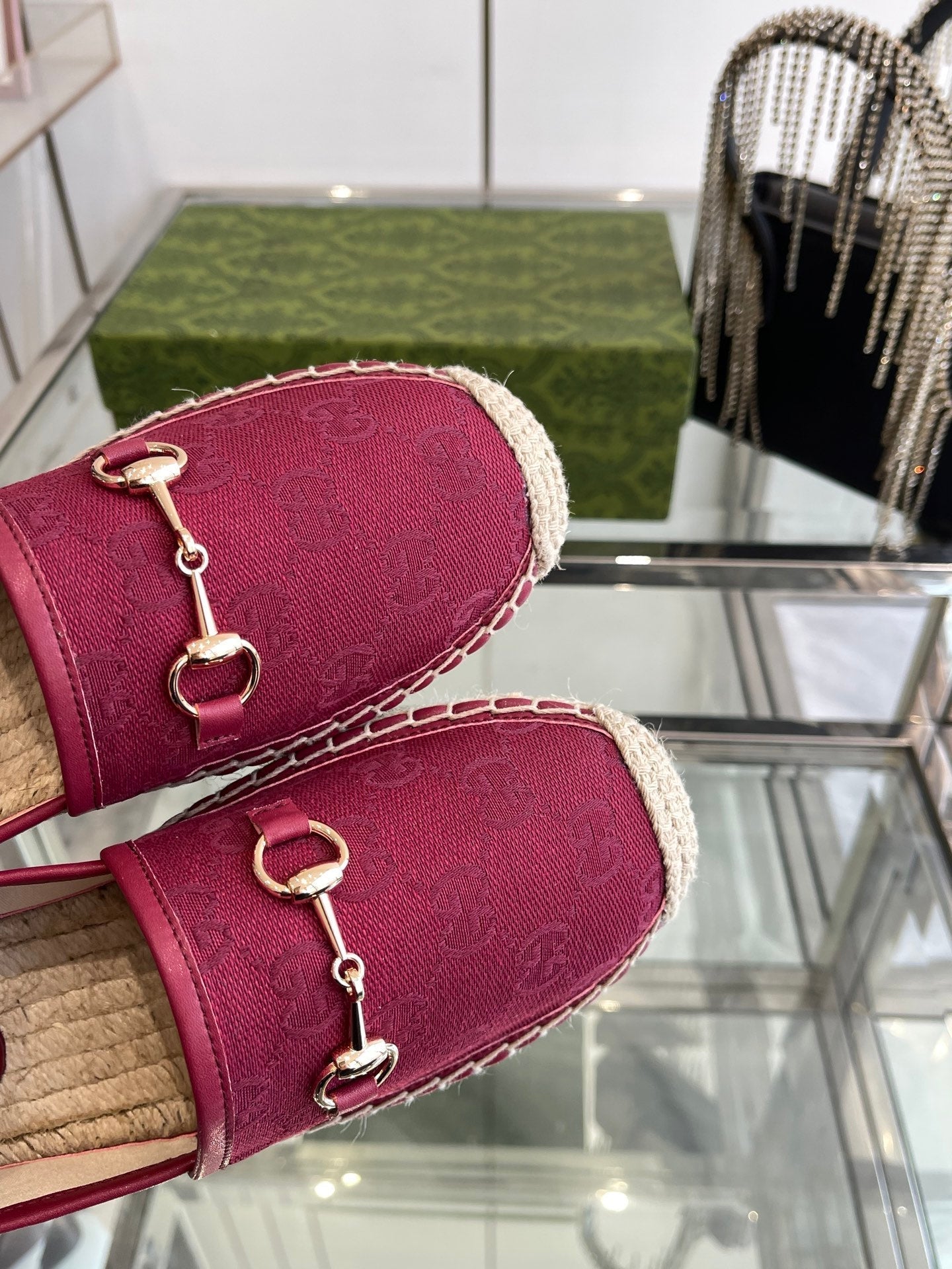GC 2025 Espadrille With Horsebit Red Burgundy Canvas 292314