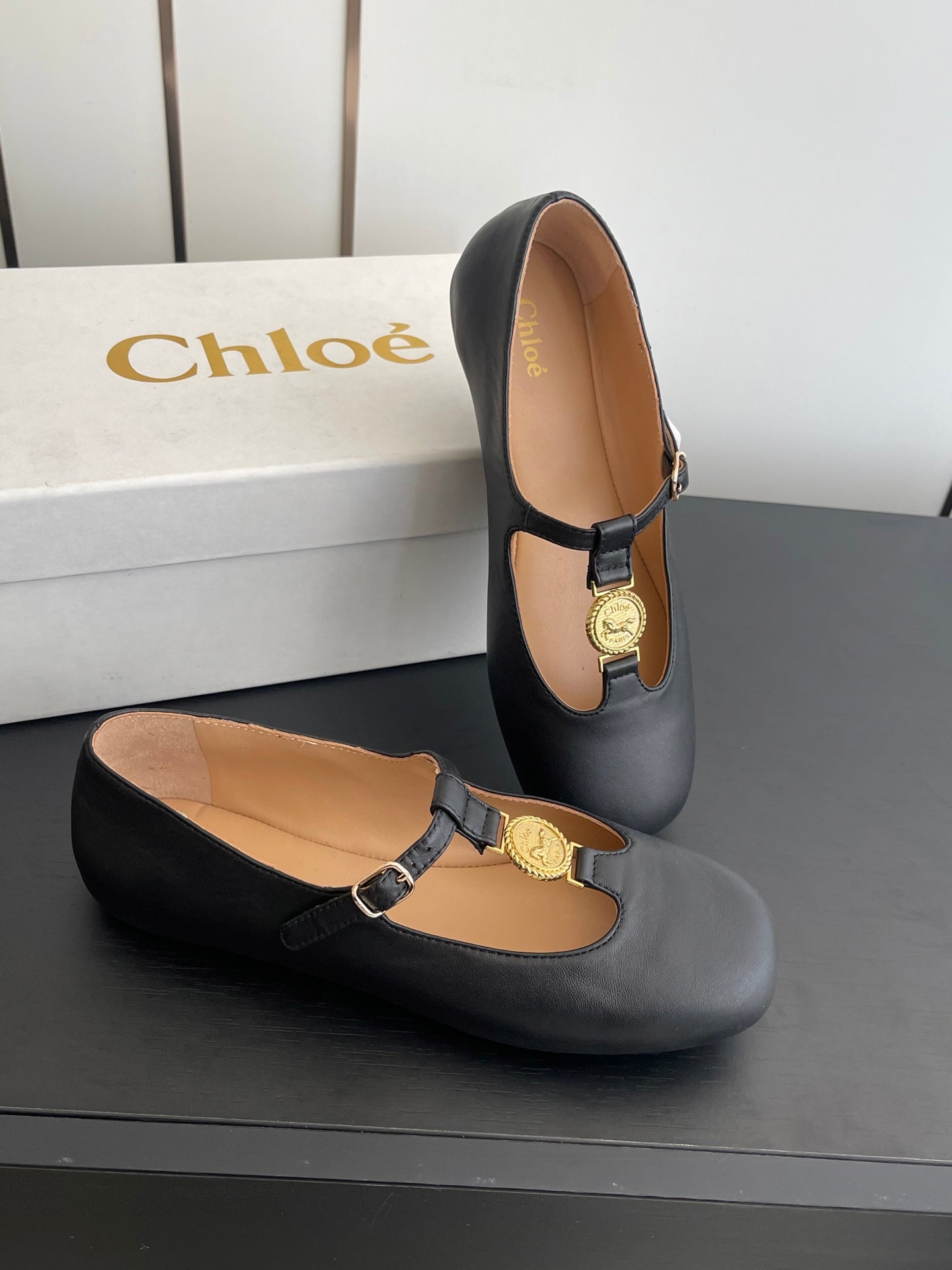 Chloé 26S Mary Jane Shoes in Black Calfskin
