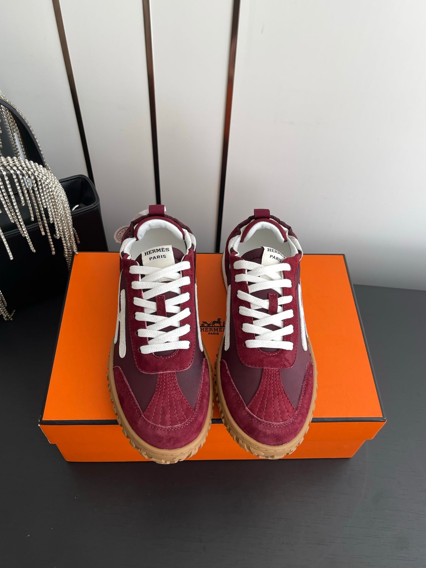HM Jet Sneaker Burgundy White Suede 739995