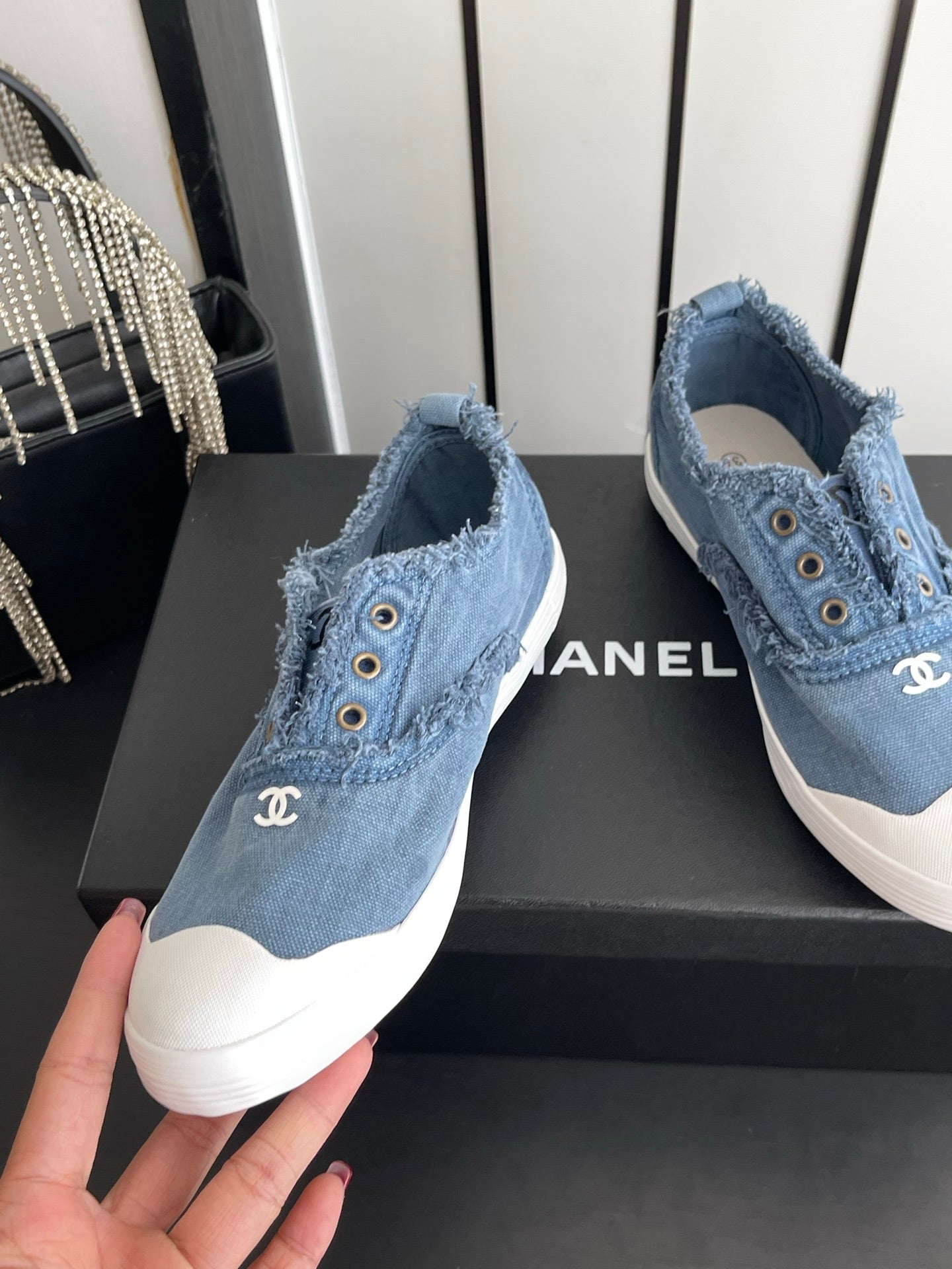 CC 26s Laceless Canvas Sneakers Blue Canvas 945157