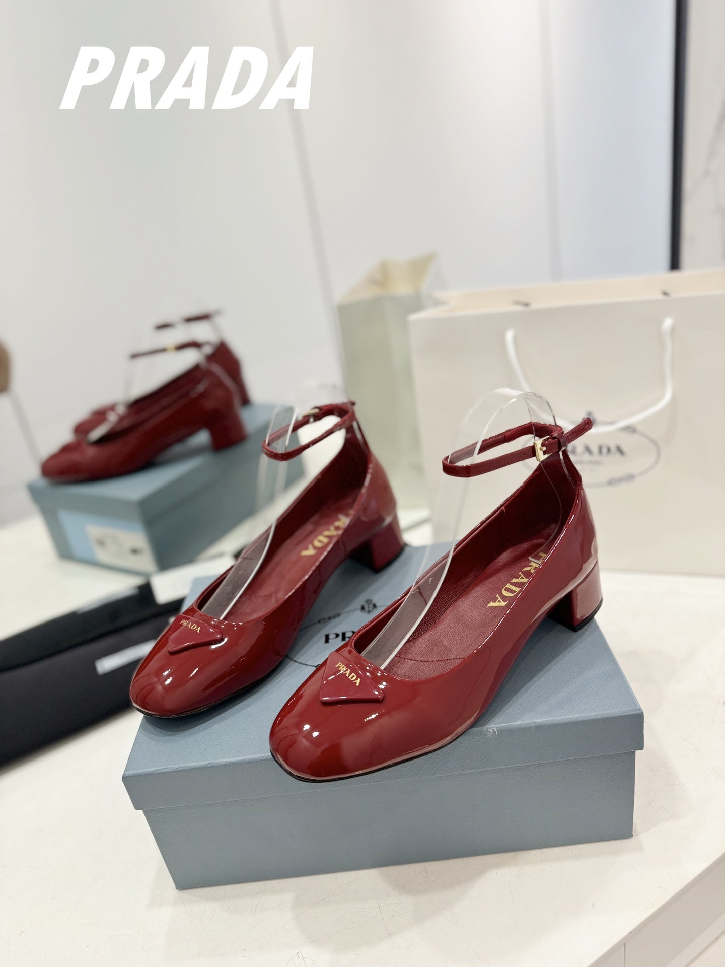 PRA NAPPA MARY JANE PUMPS JAM LAMBSKIN