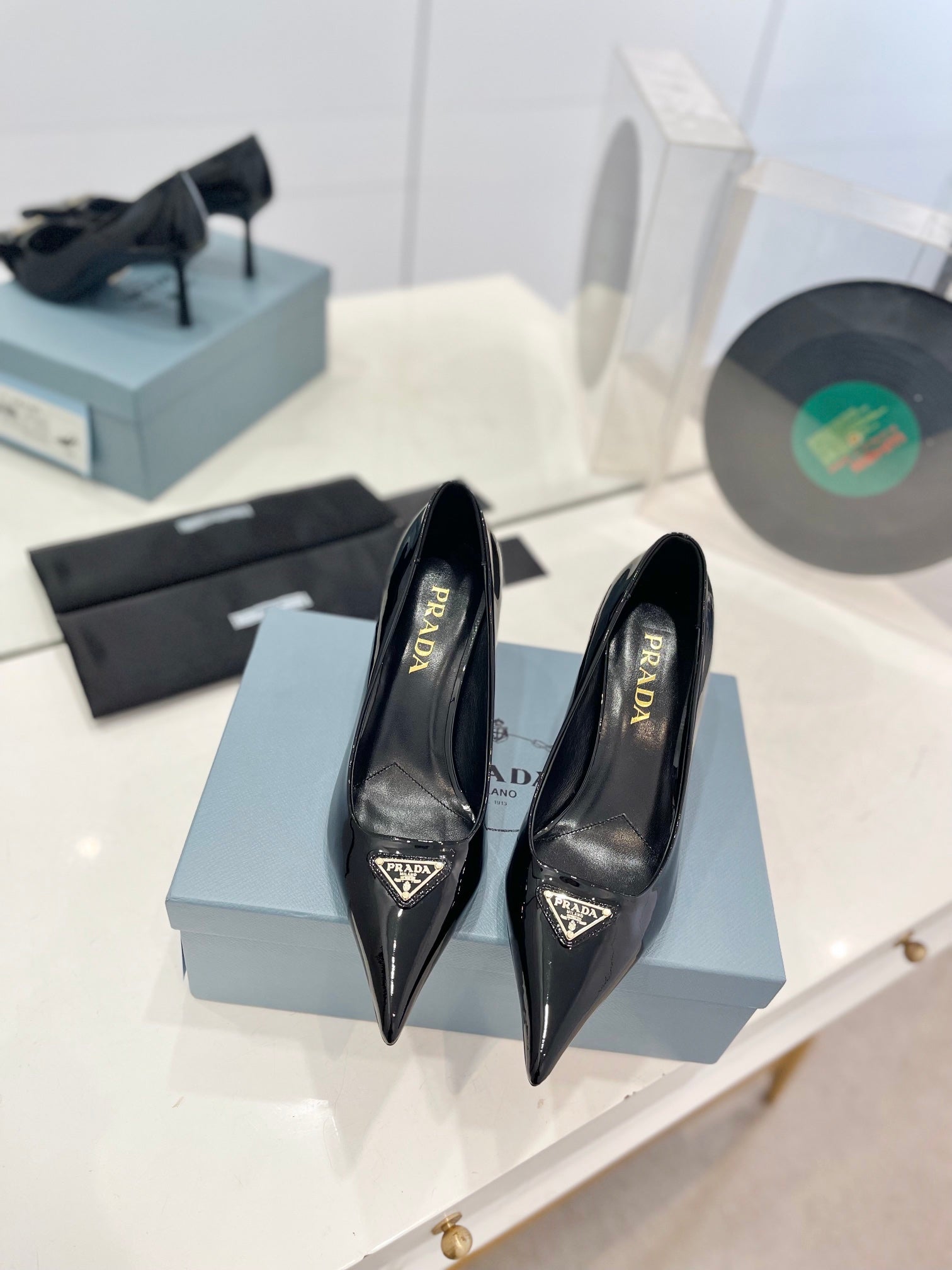 Pra Pumps 75 Black Patent Leather