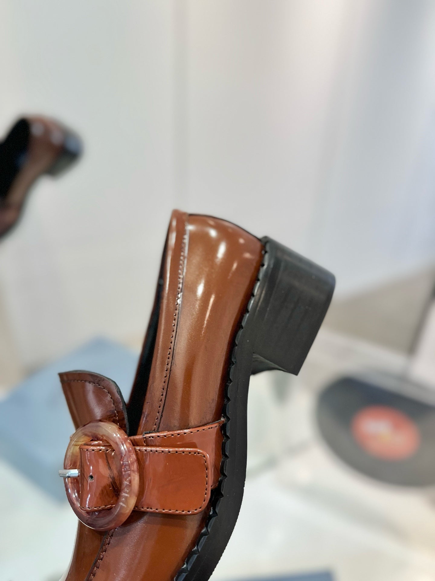 Prada 26s Heeled Loafers Brown Brushed Leather 941518