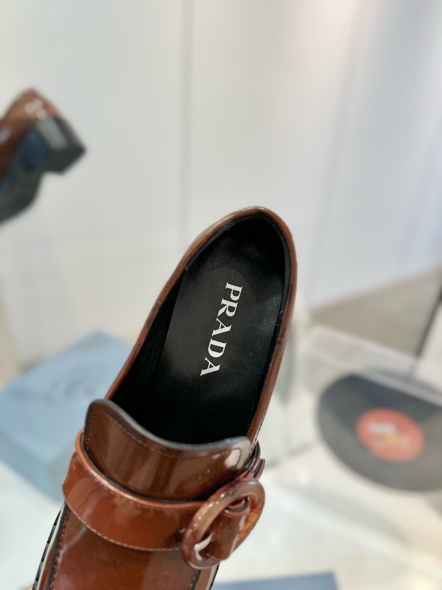 Prada 26s Heeled Loafers Brown Brushed Leather 941518