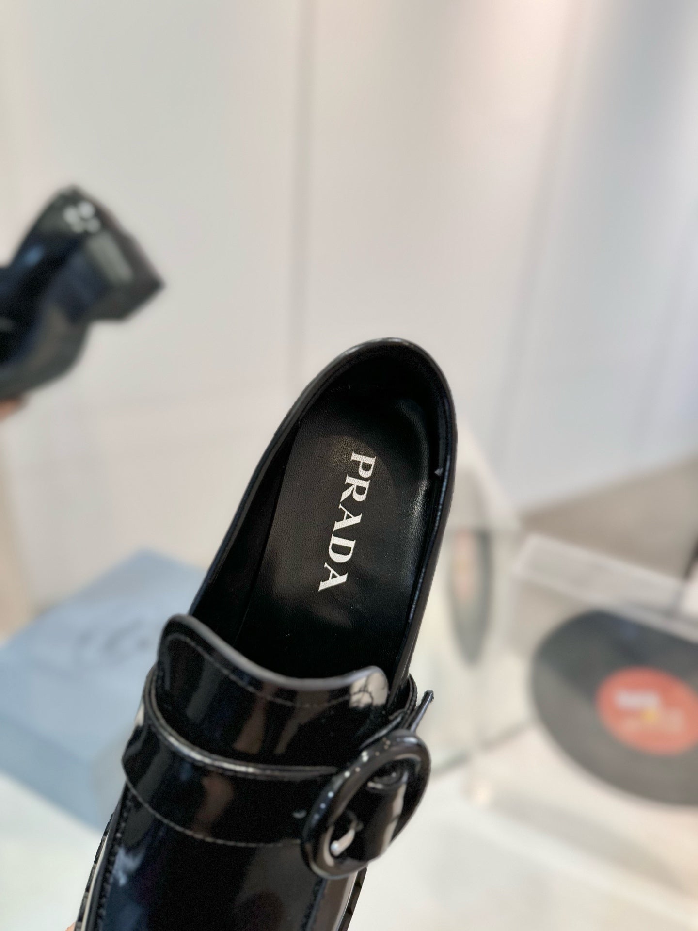 Prada 26s Heeled Loafers Black Brushed Leather 941519