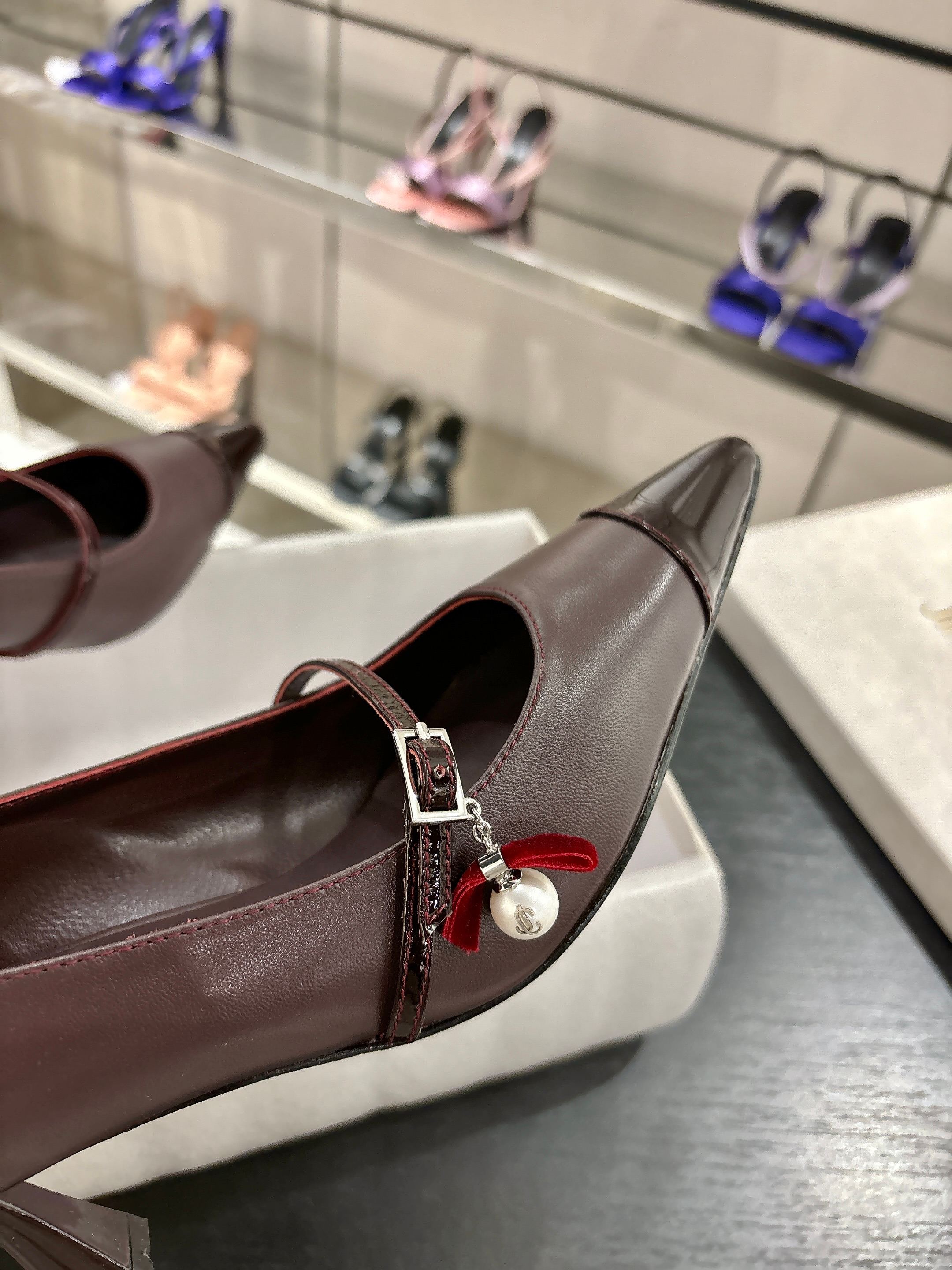 Jimmy Choo Aren Pump 65 Burgundy Cowhide 597664