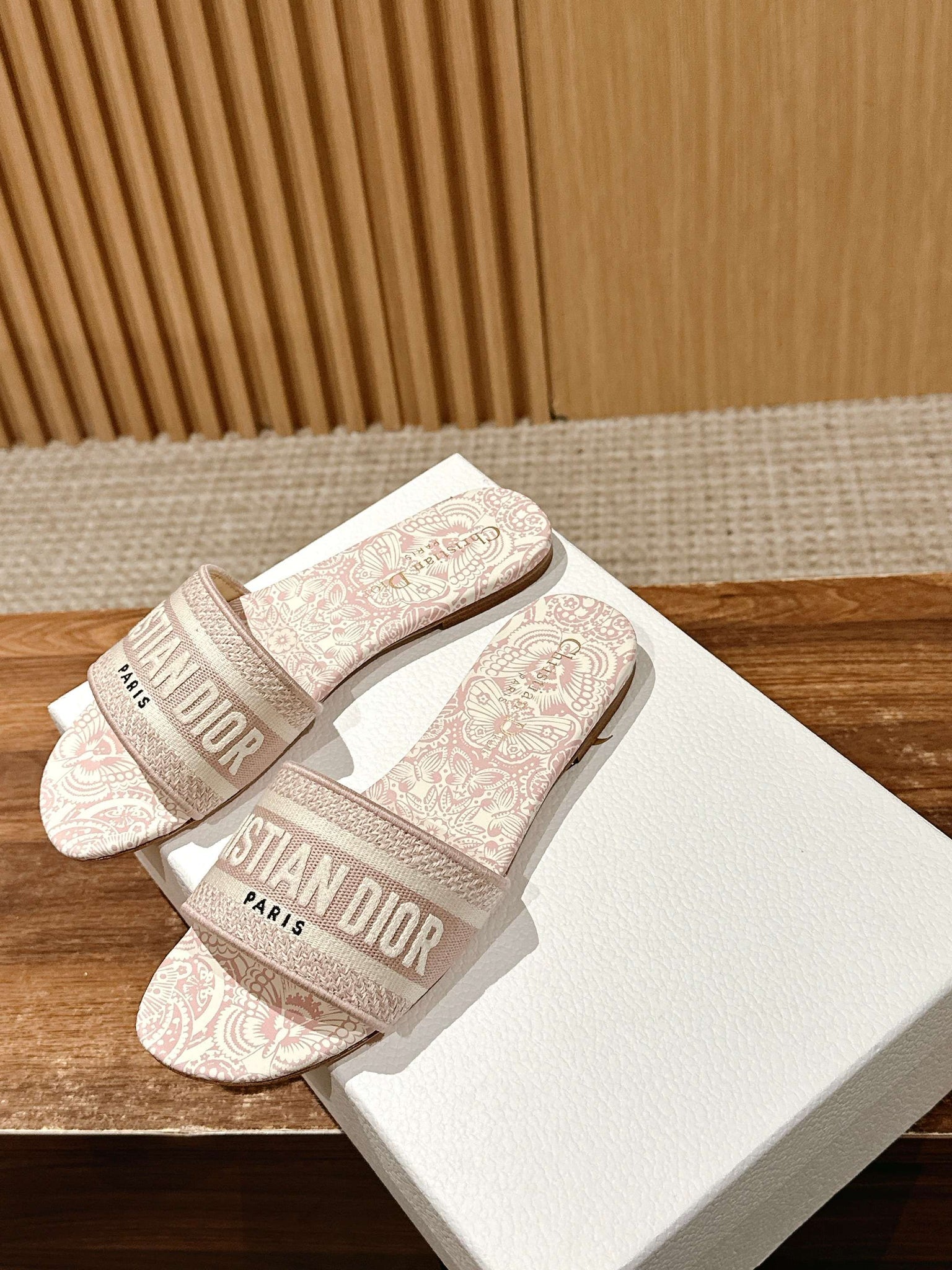 CD 26s D-Club Embroidered Slides In Pink Toile De Jouy