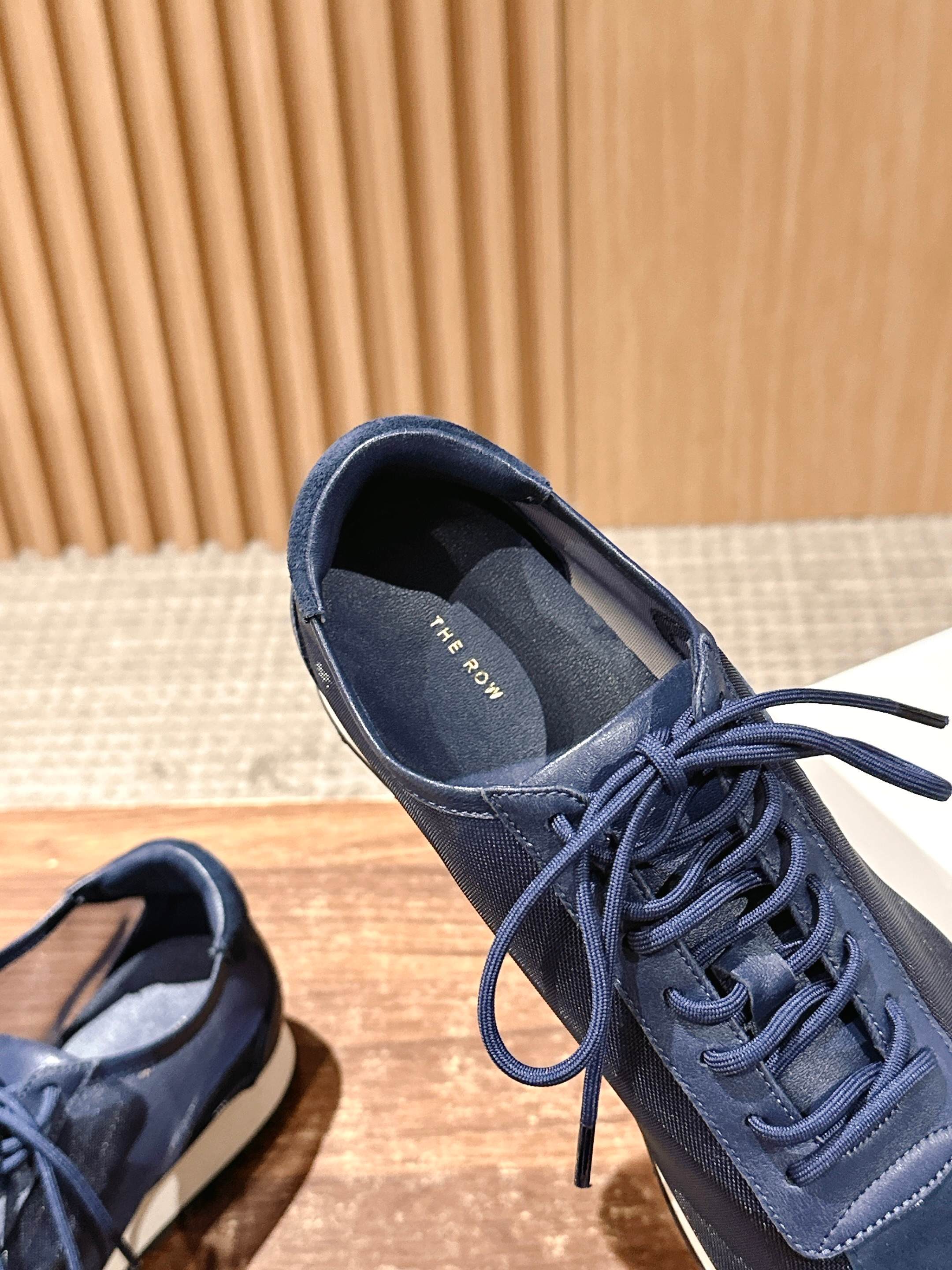 The Row  Sneakers Navy Blue Mesh And Cowhide 330593