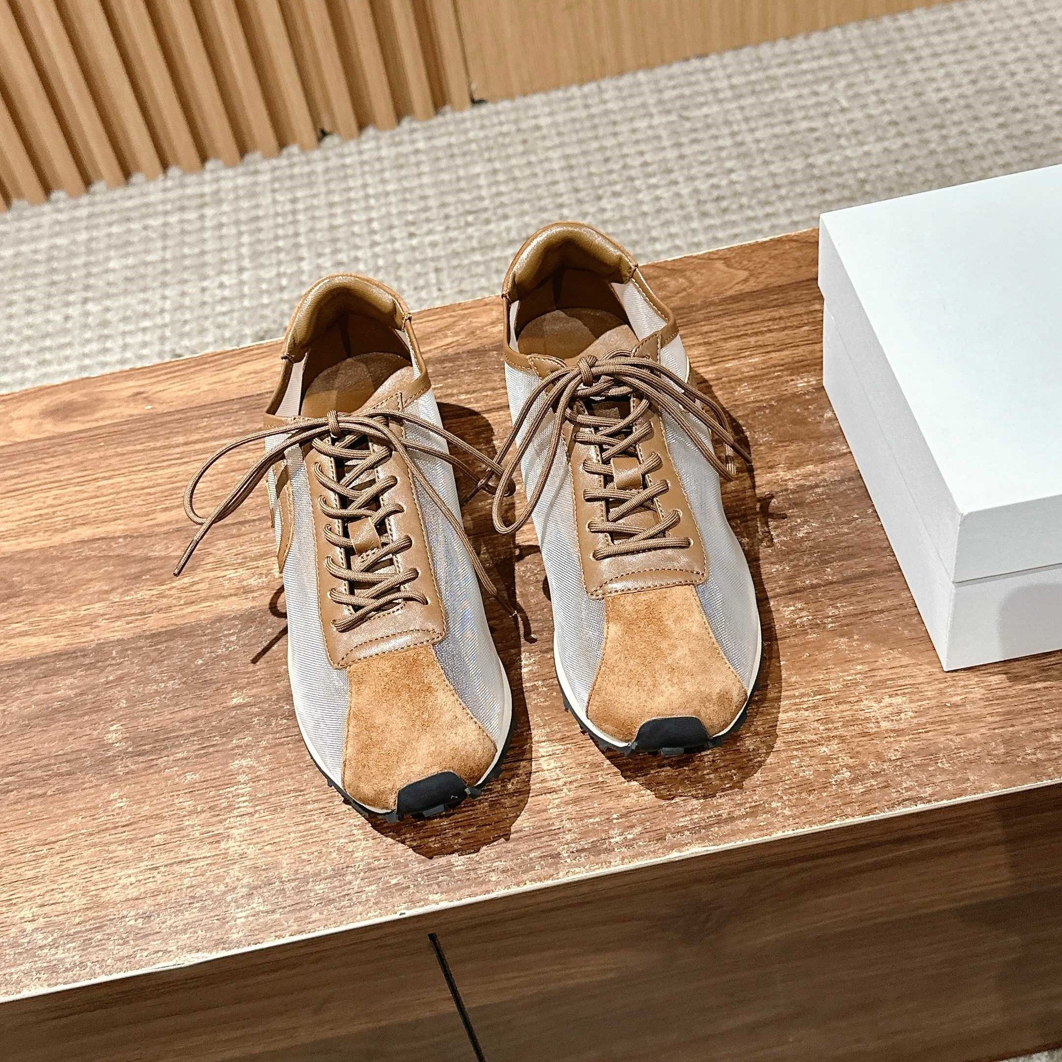 The Row  Sneakers Light Taupe Mesh And Cowhide 330594