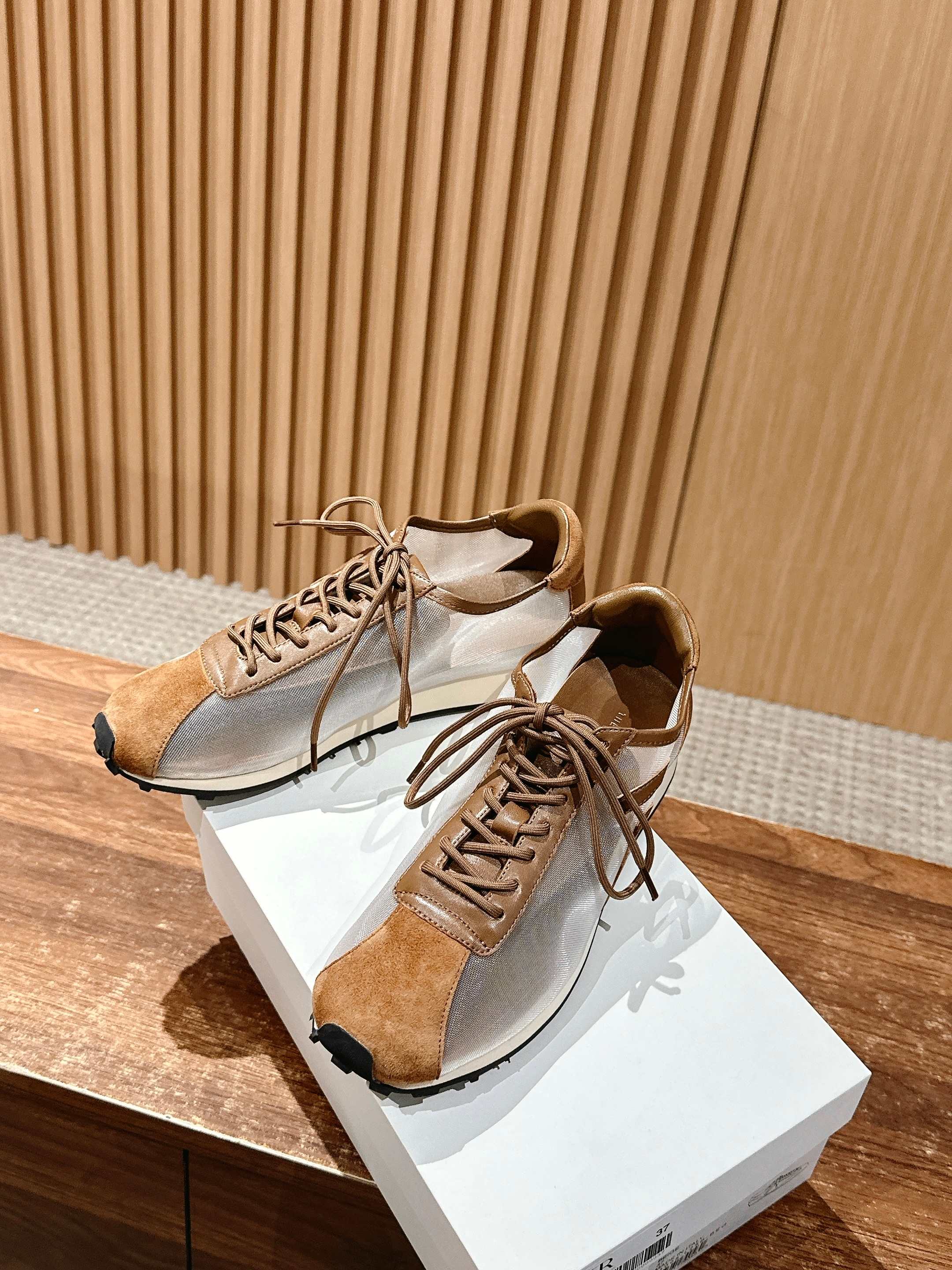 The Row  Sneakers Light Taupe Mesh And Cowhide 330594