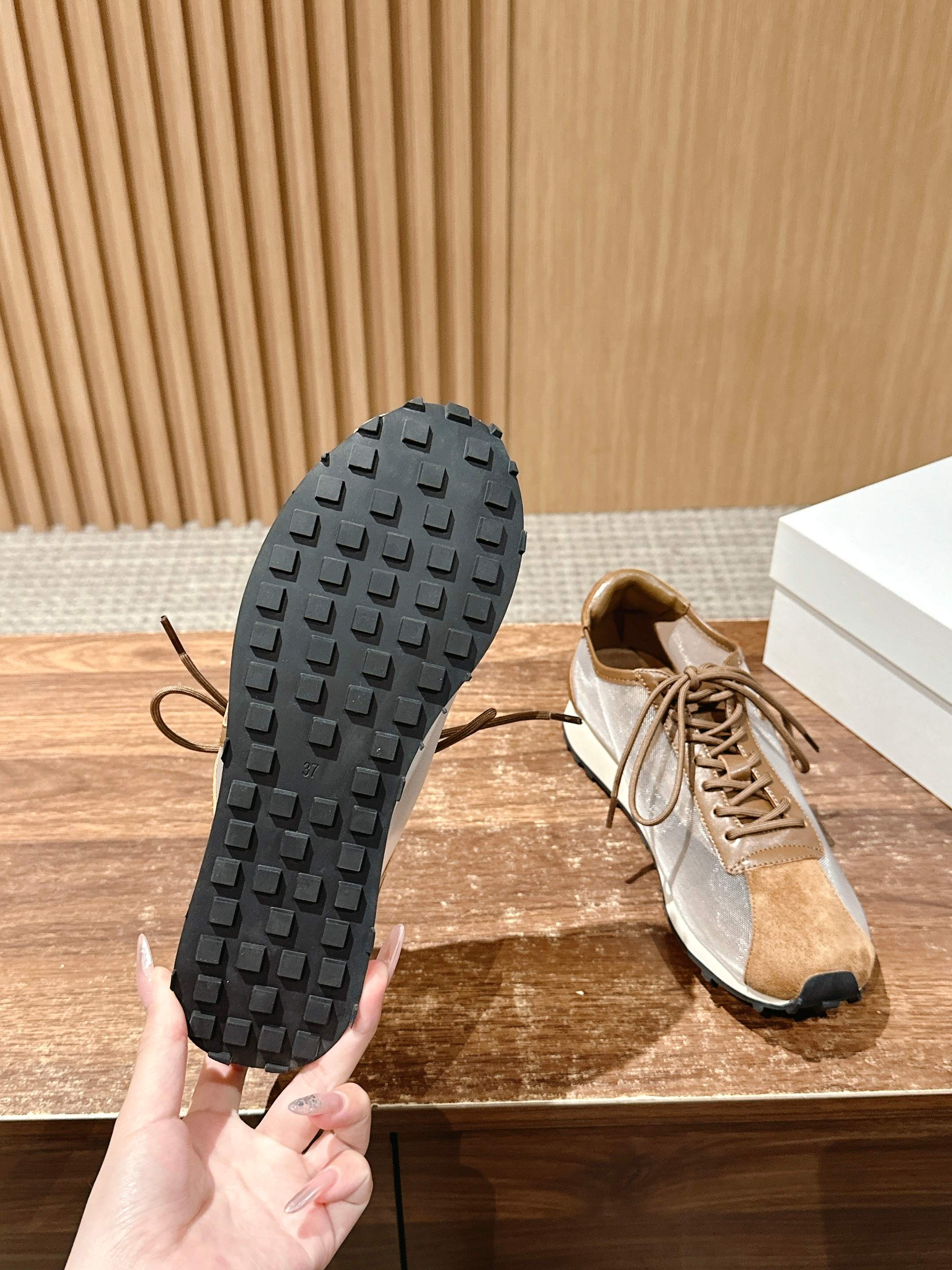 The Row  Sneakers Light Taupe Mesh And Cowhide 330594