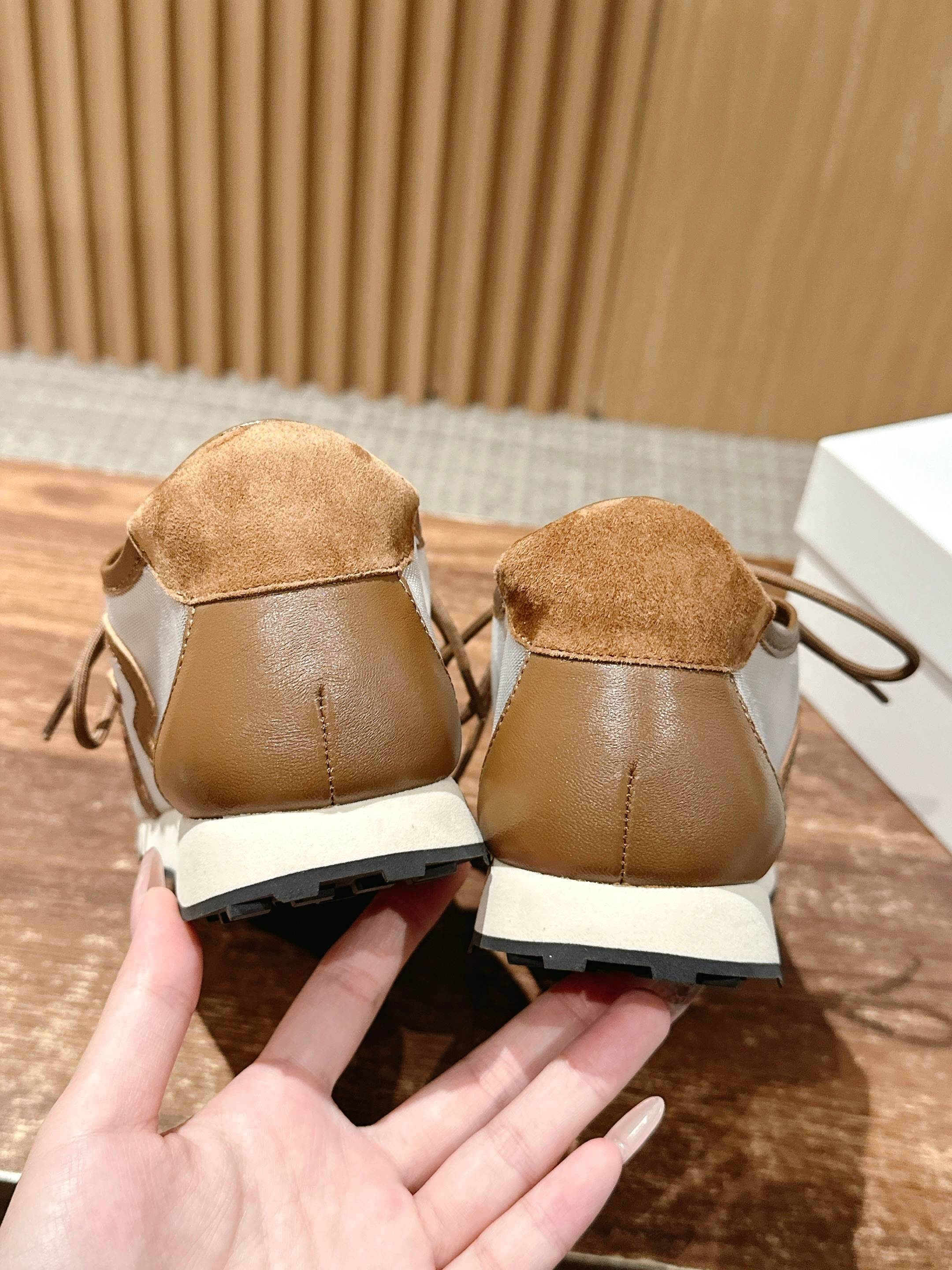 The Row  Sneakers Light Taupe Mesh And Cowhide 330594