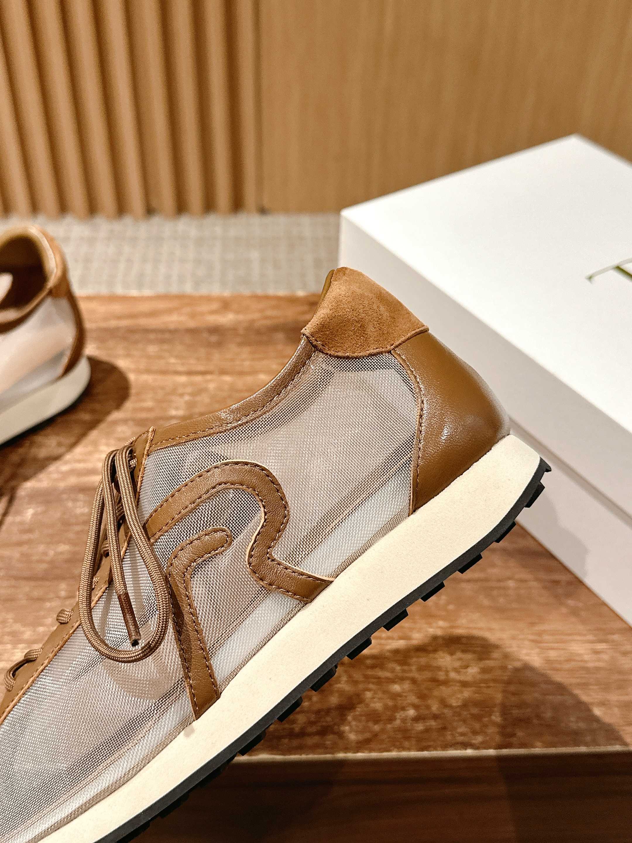 The Row  Sneakers Light Taupe Mesh And Cowhide 330594