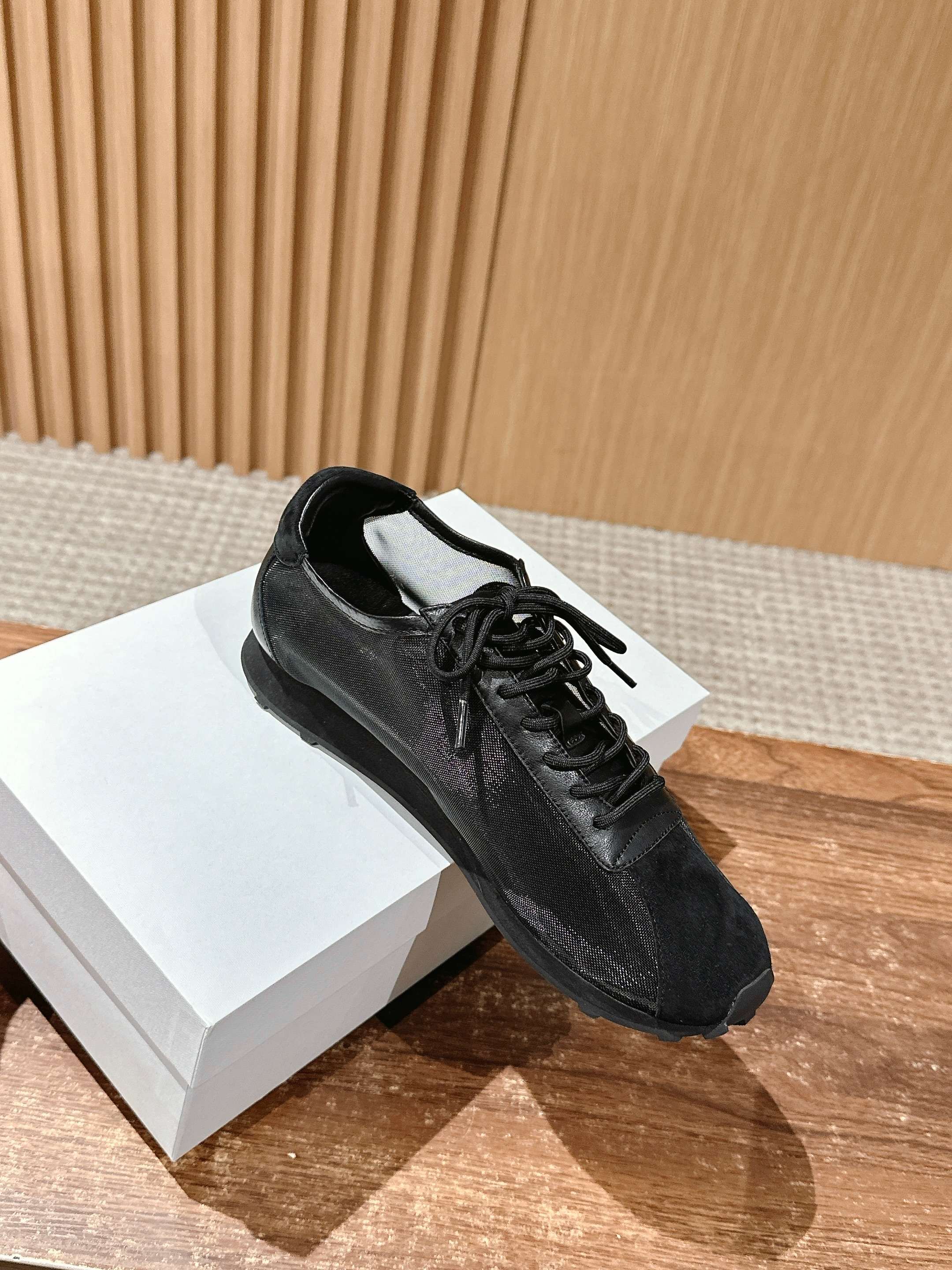 The Row  Sneakers Black Mesh And Cowhide 330595