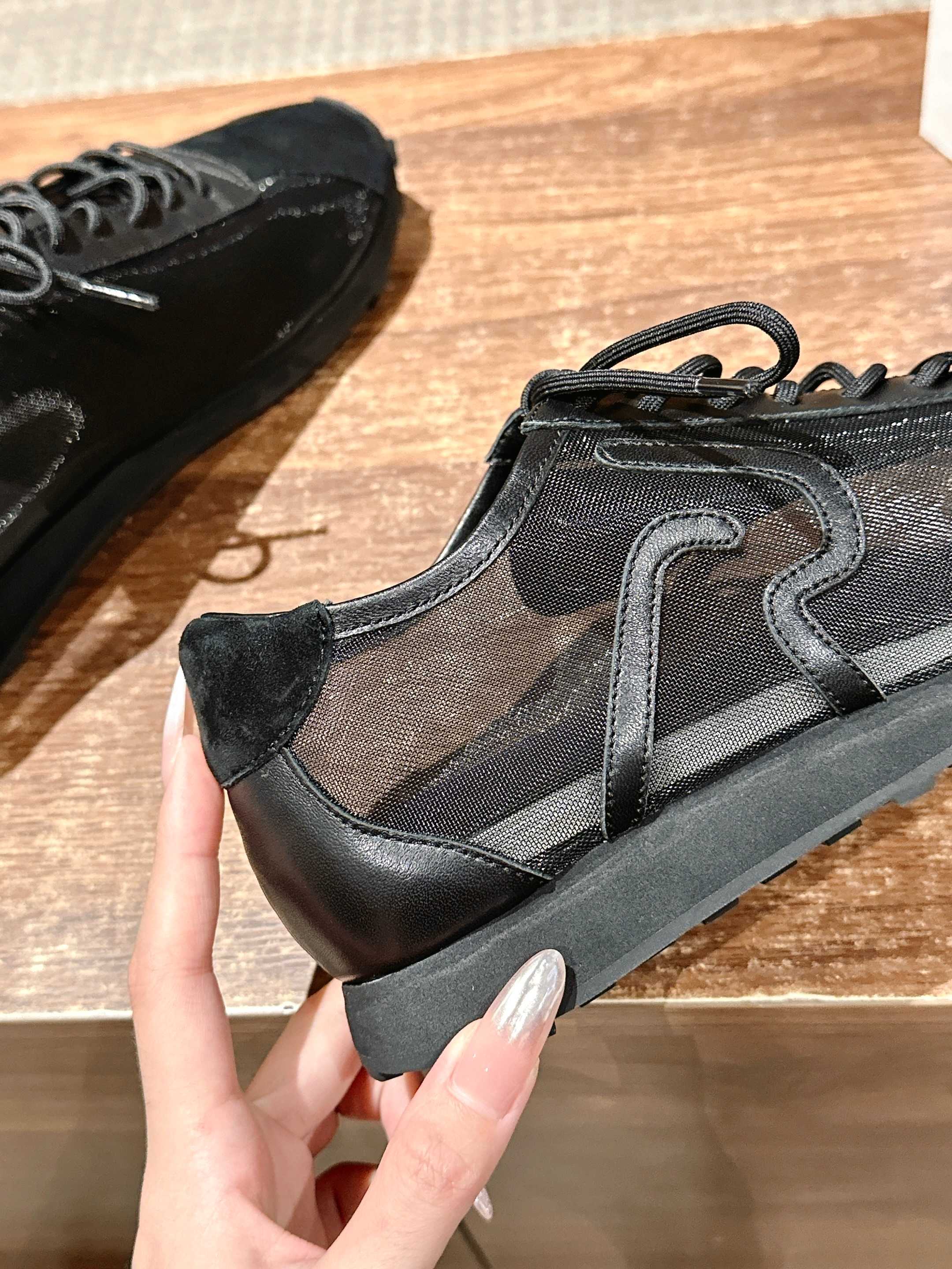 The Row  Sneakers Black Mesh And Cowhide 330595