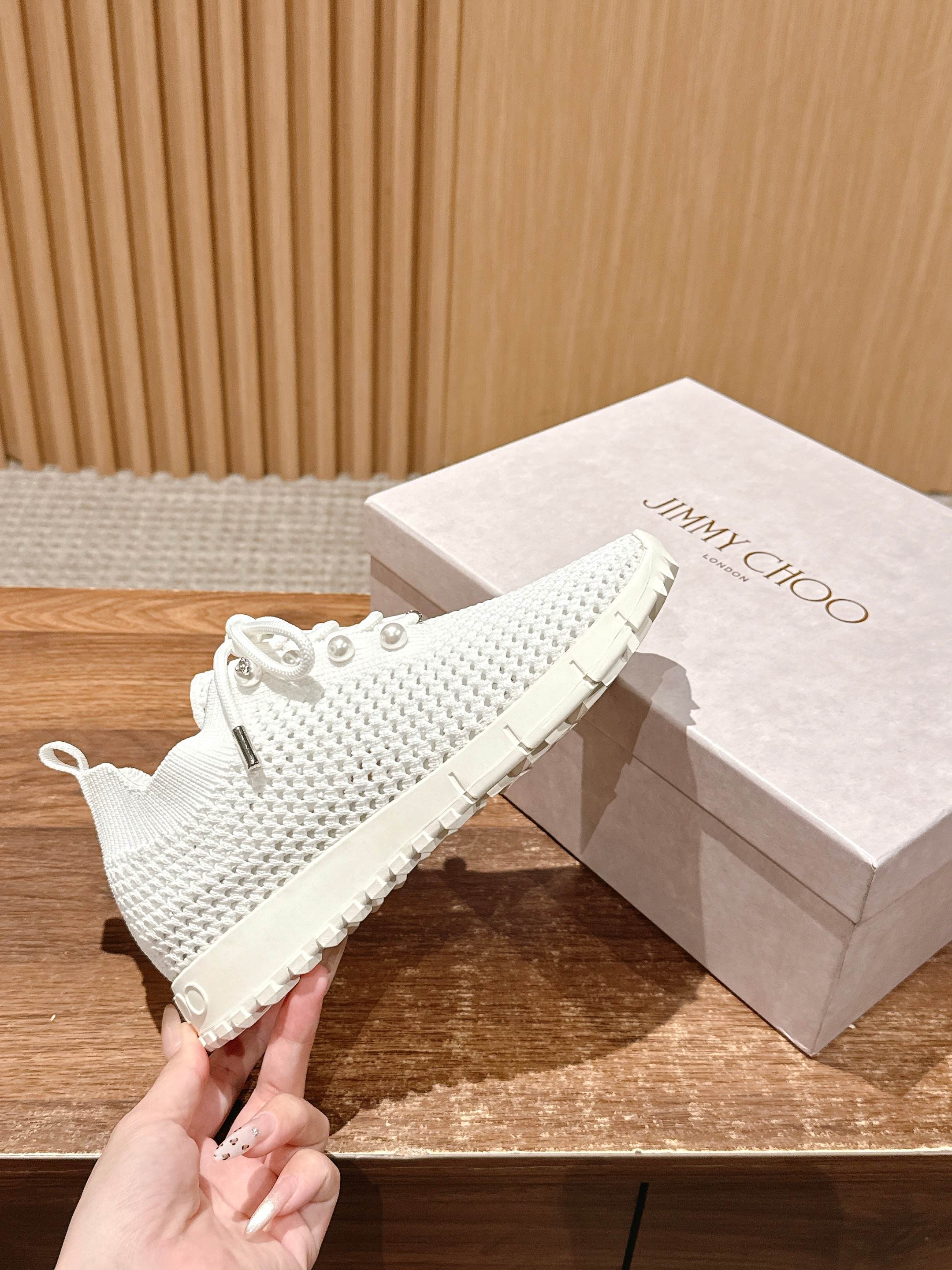 Jimmy Veles Pearl-Embellished Sneakers White Lace Rubber 400160