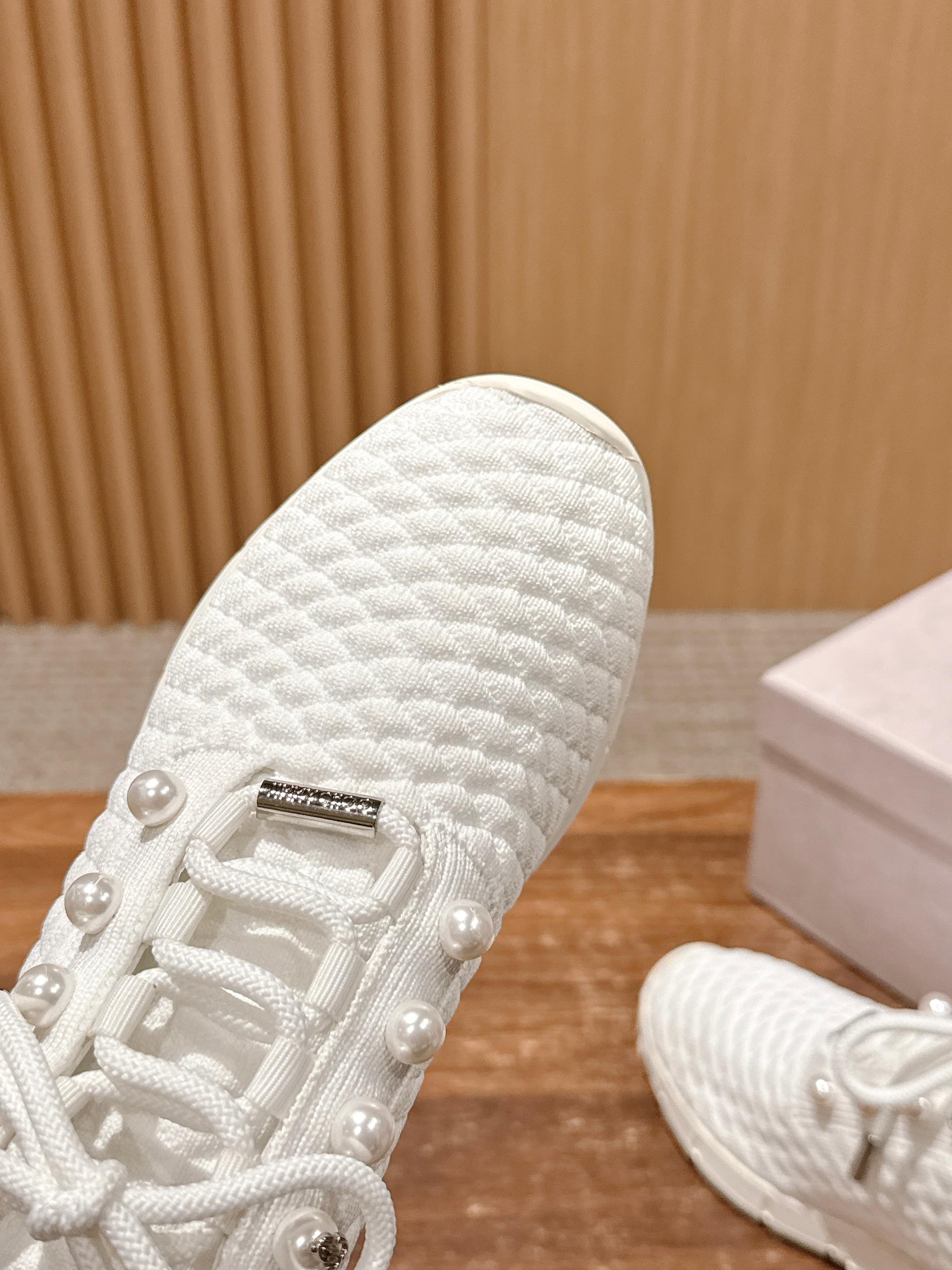Jimmy Pearl - Embellished Sneakers White Textured Knit 400160