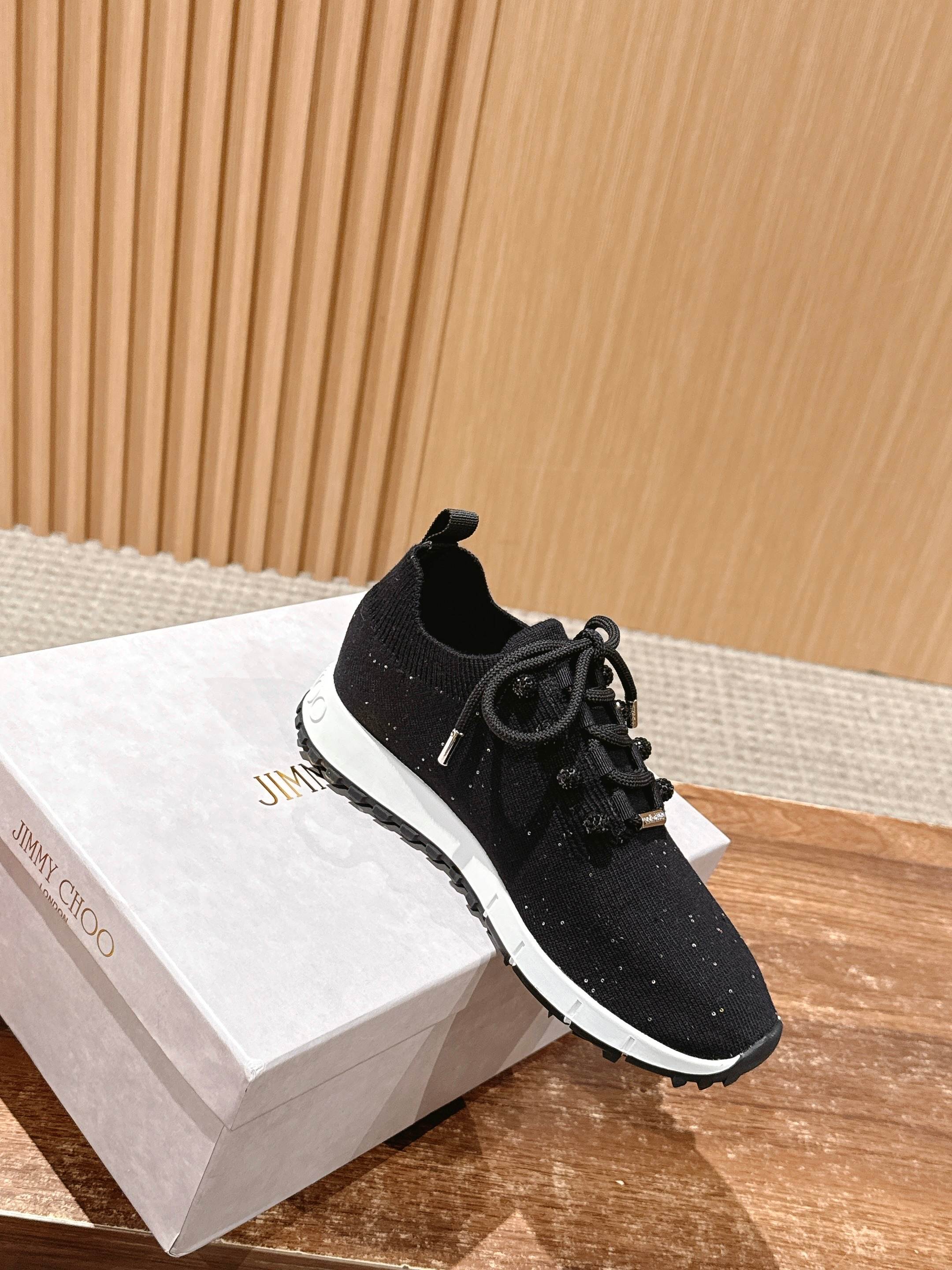 Jimmy Pave - Embellished Sneakers Black Sequined Knit 400161