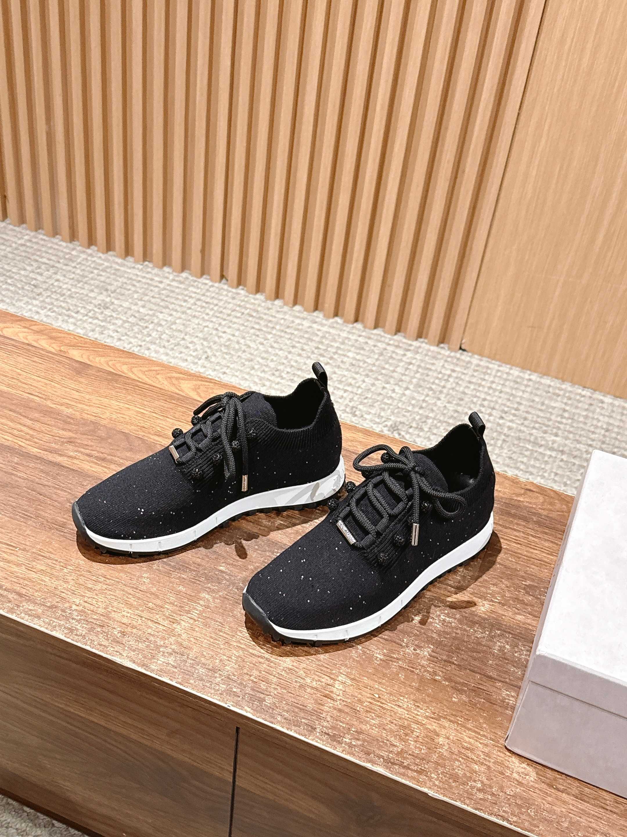 Jimmy Pave - Embellished Sneakers Black Sequined Knit 400161