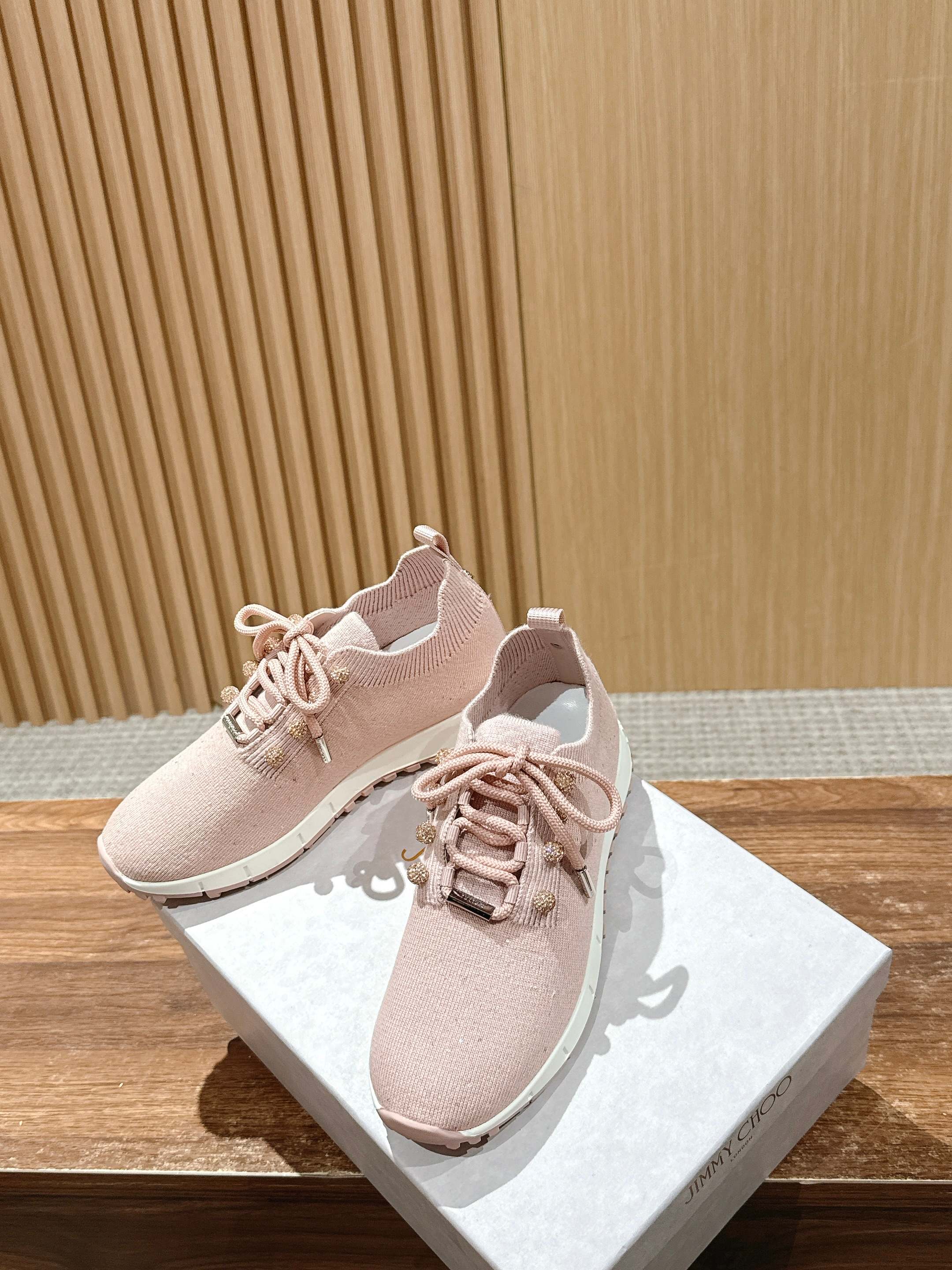 Jimmy Pave - Embellished Sneakers Light Pink Sequined Knit 400162