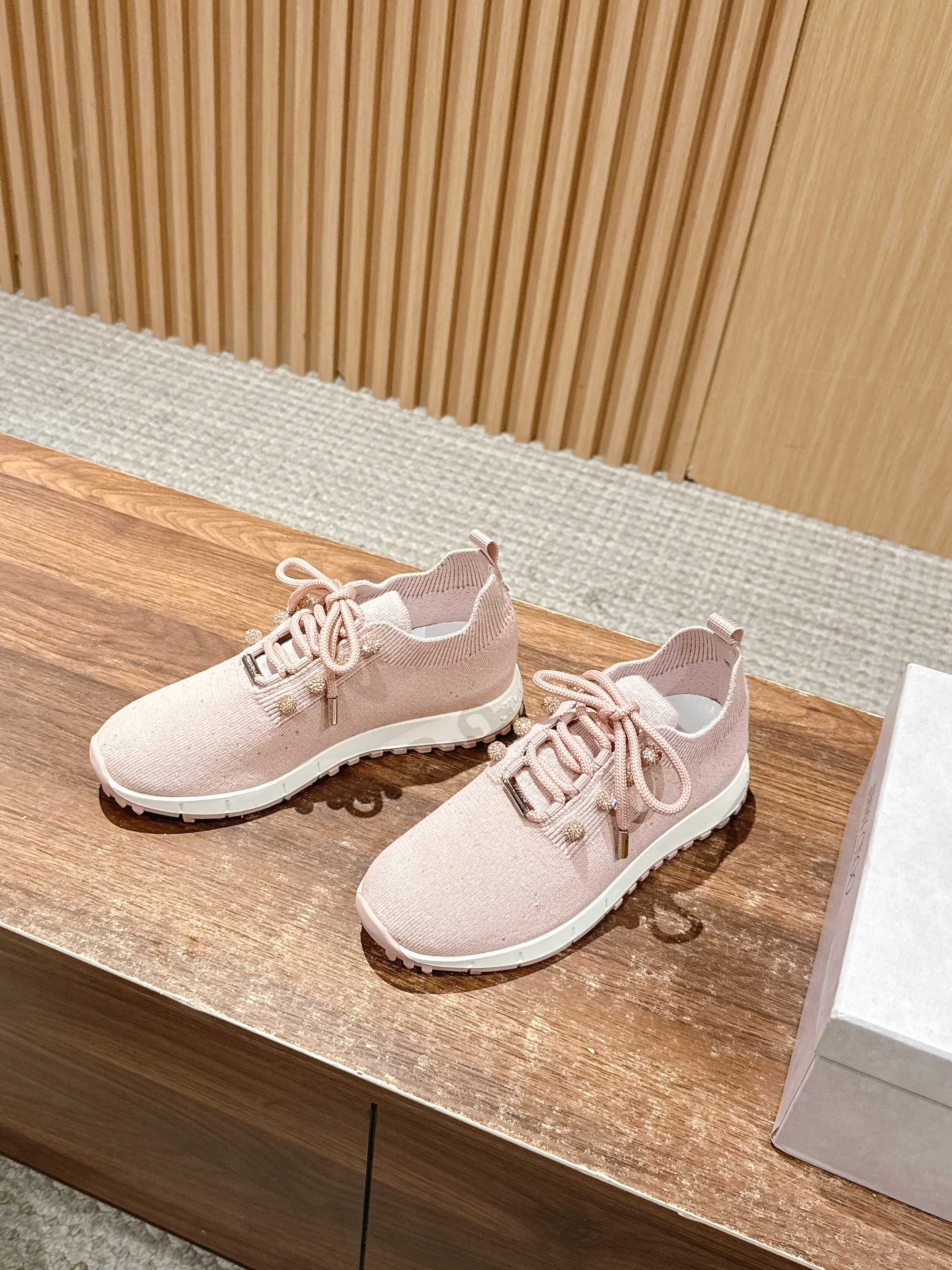 Jimmy Pave - Embellished Sneakers Light Pink Sequined Knit 400162