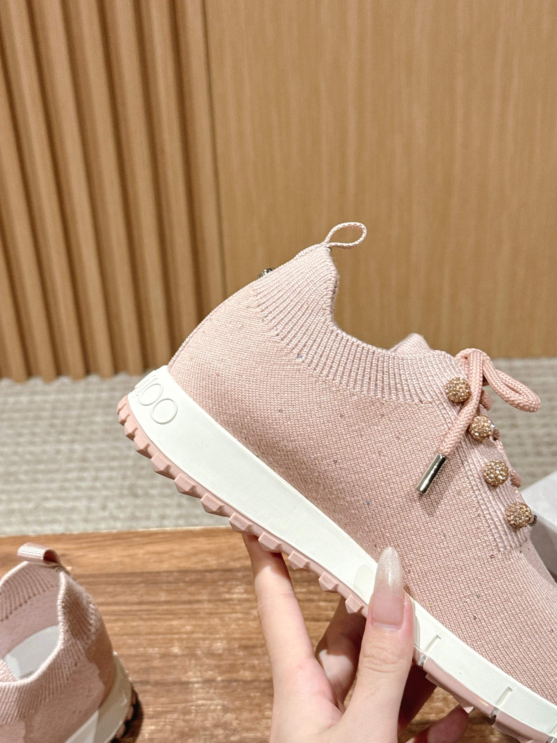 Jimmy Pave - Embellished Sneakers Light Pink Sequined Knit 400162