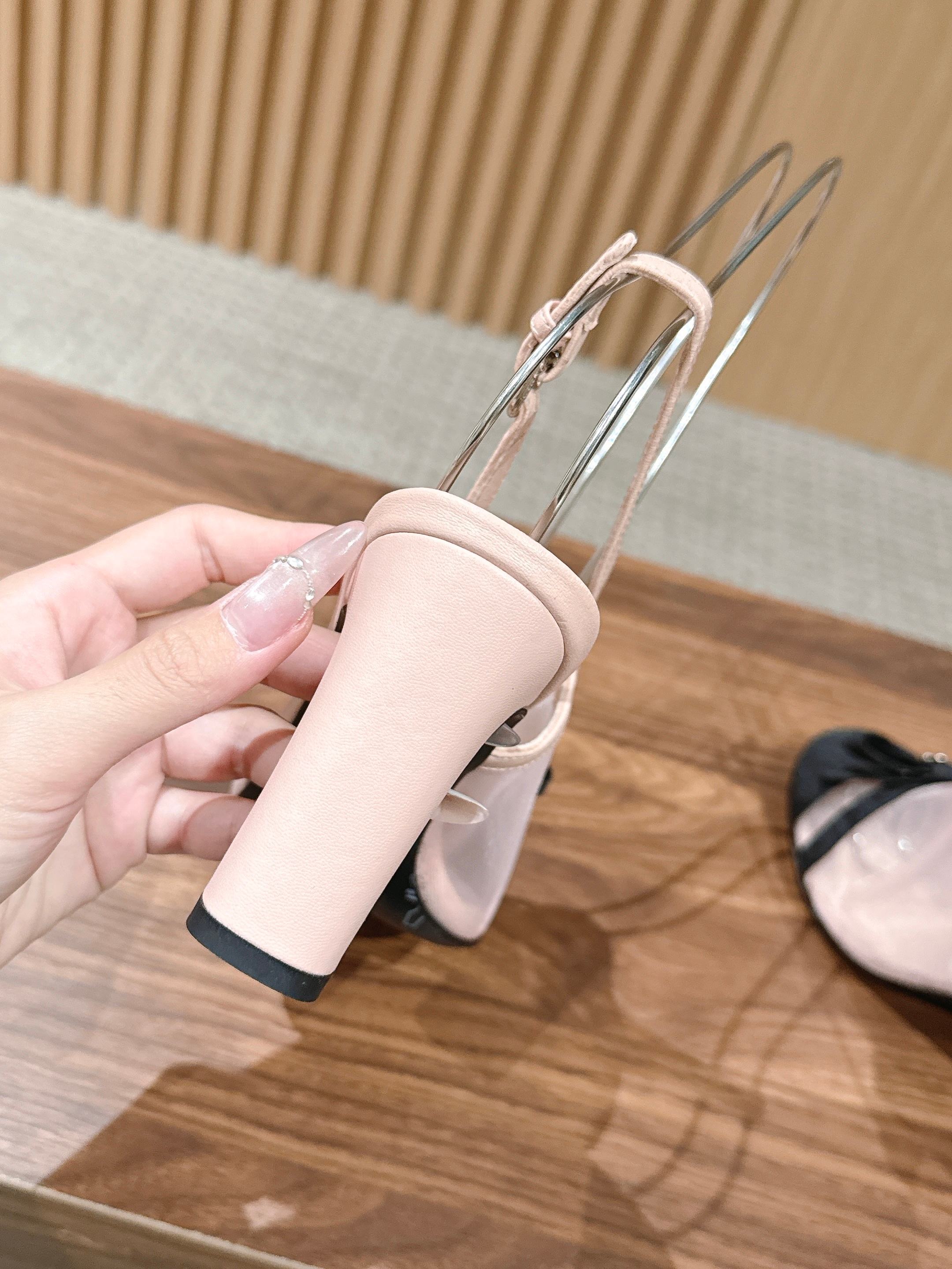 CC 26s Bow Slingback 8cm Black Pastel Pink Cotton Mesh 692549