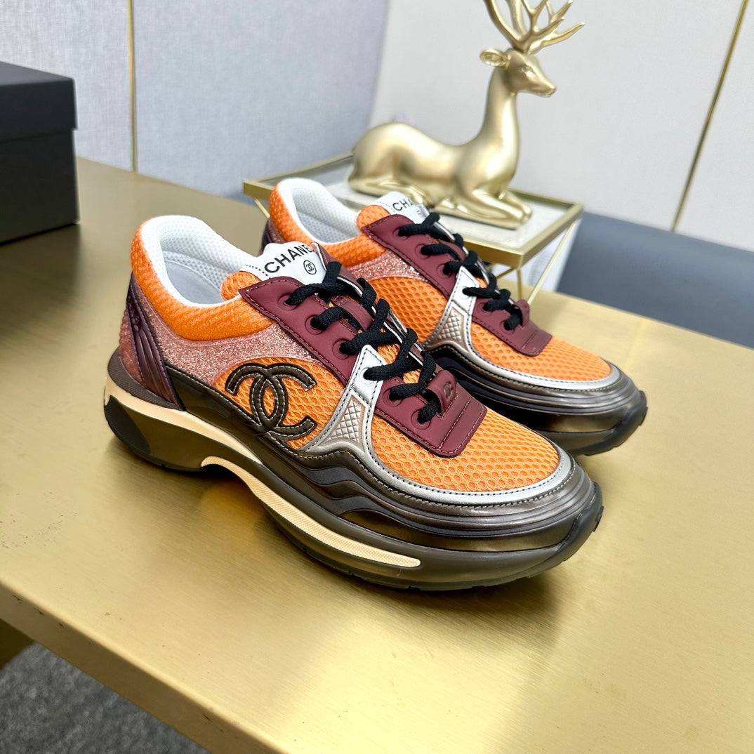 CC 26s Runner Sneakers Orange Brown Burgundy Calfskin 146183