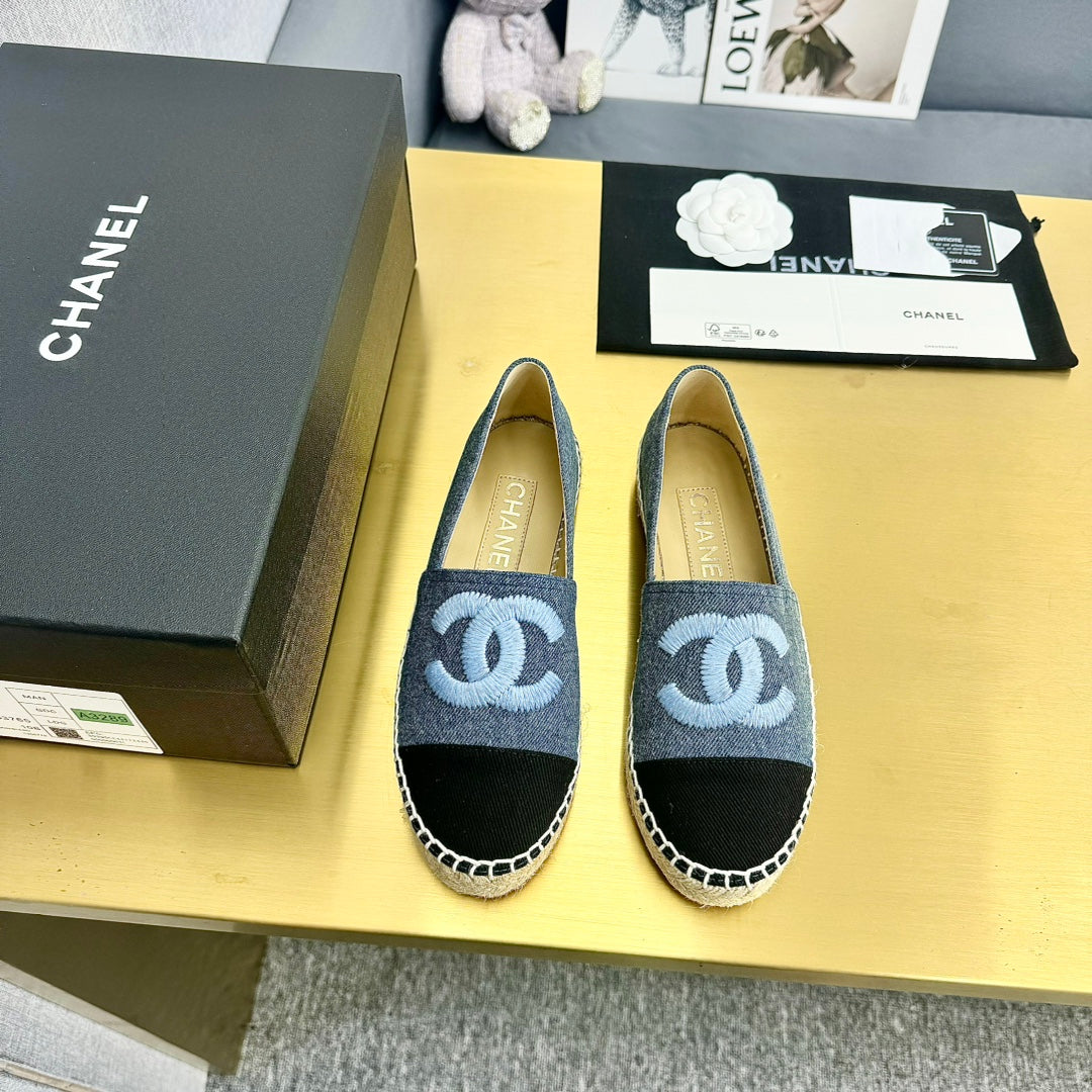 espadrilles with embroidery dark blue black denim