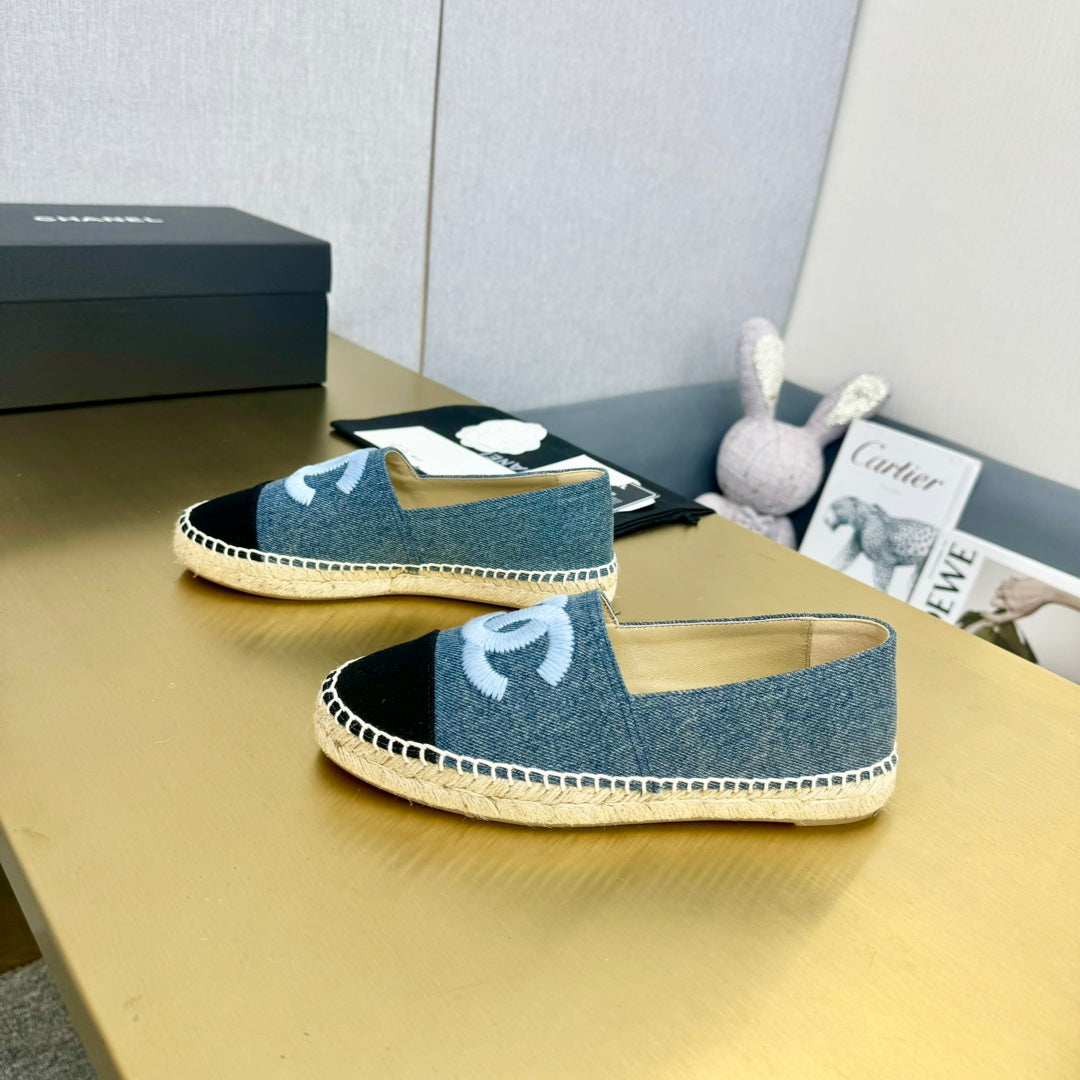 espadrilles with embroidery dark blue black denim