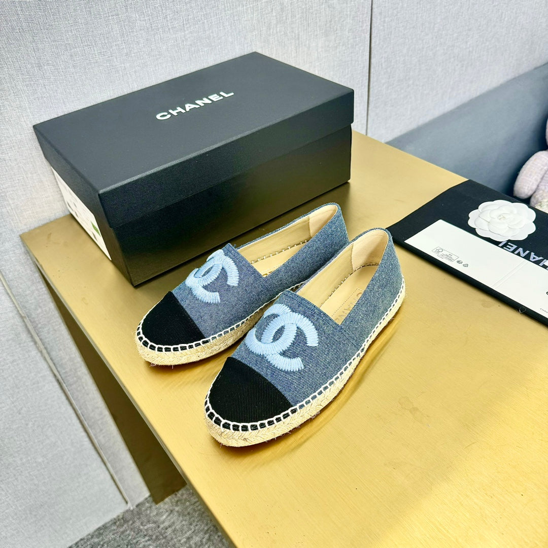 espadrilles with embroidery dark blue black denim