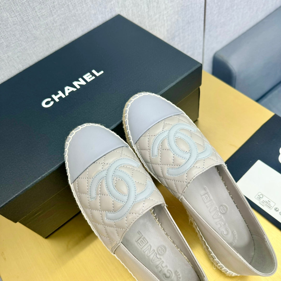 espadrilles smoke and silver gray calfskin