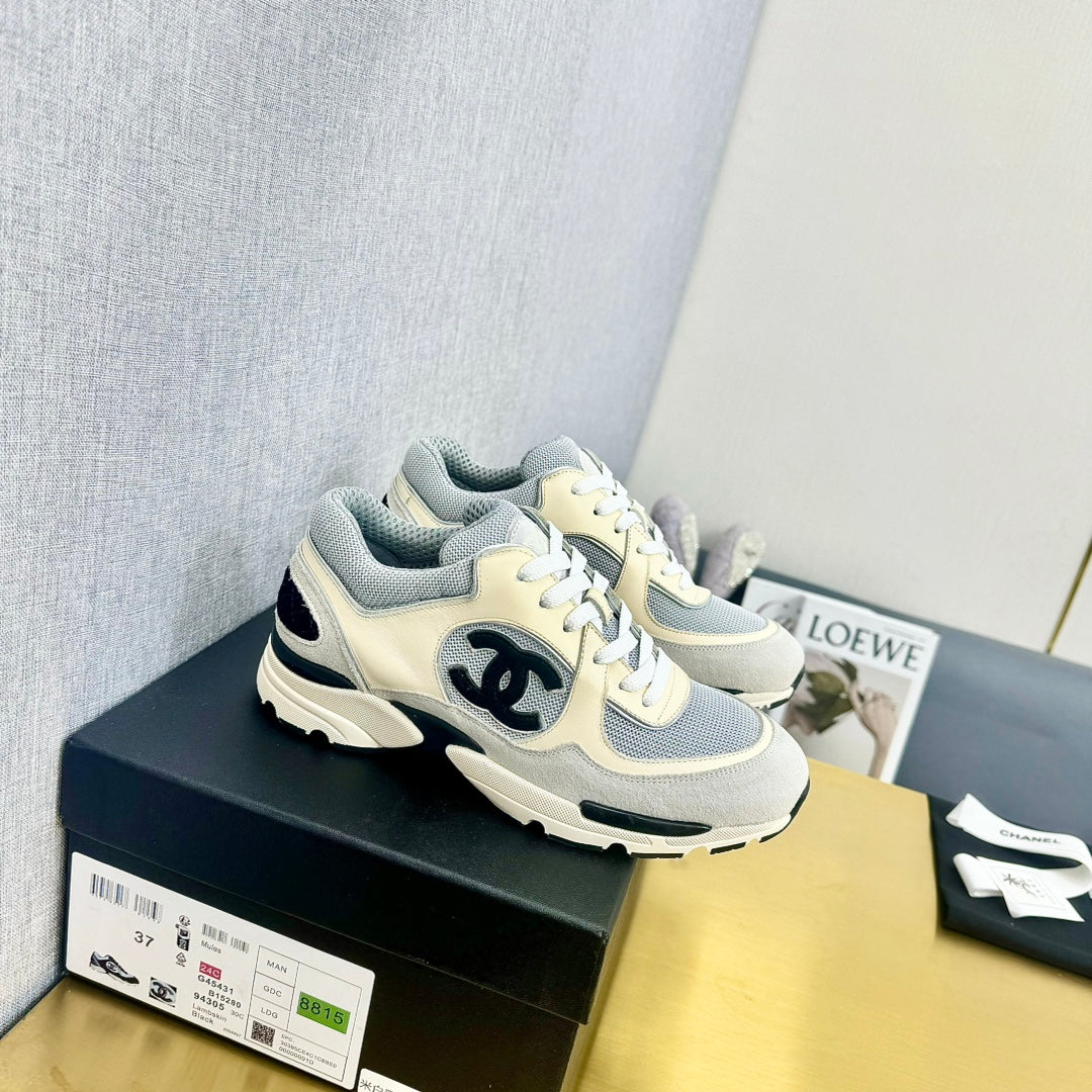 CC 26s Metallic Casual Sneakers Grey Cream Mesh Suede Leather 981001